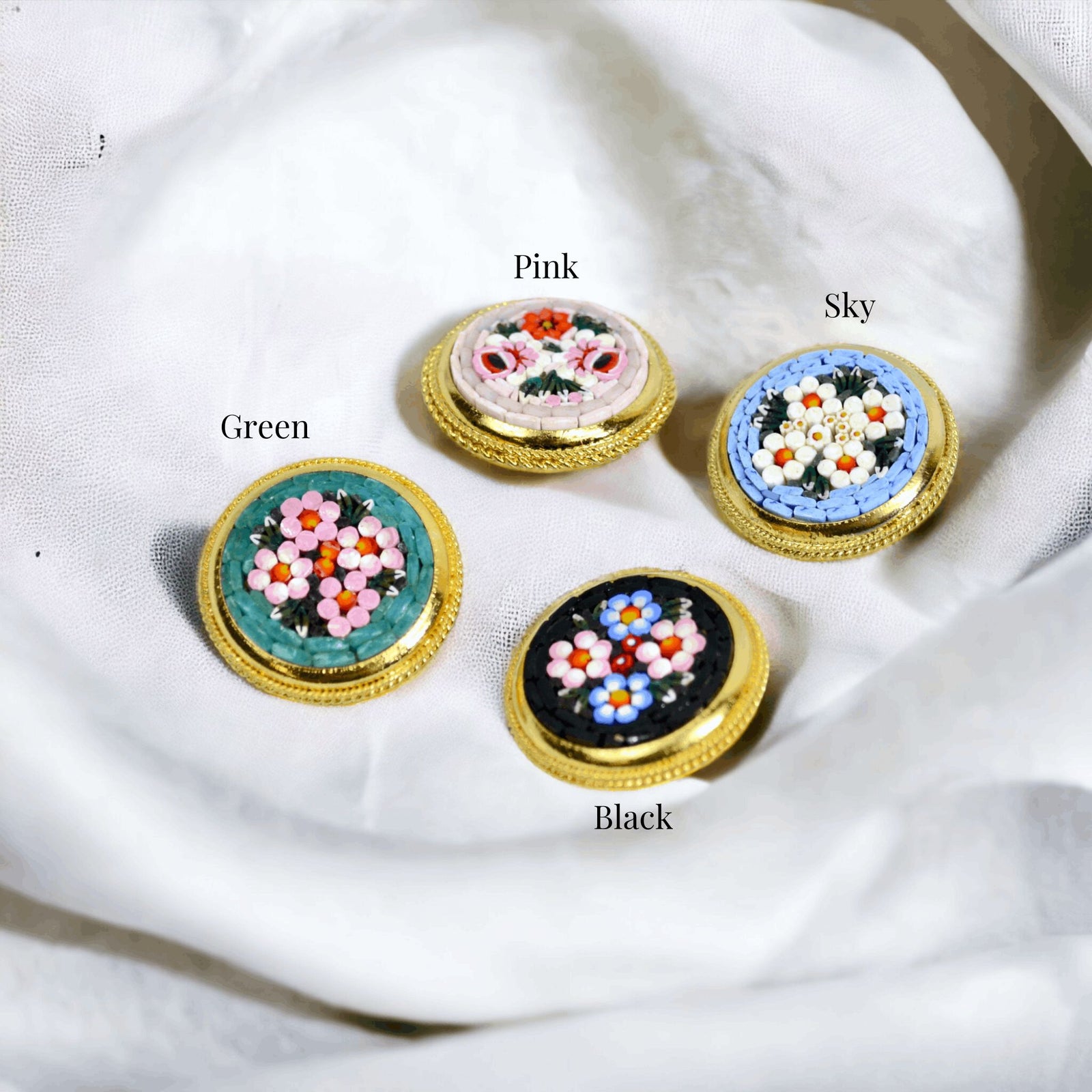 Florentine Mosaic Round Brooch, Lapel Pin, Made in Italy - My Italian Decor