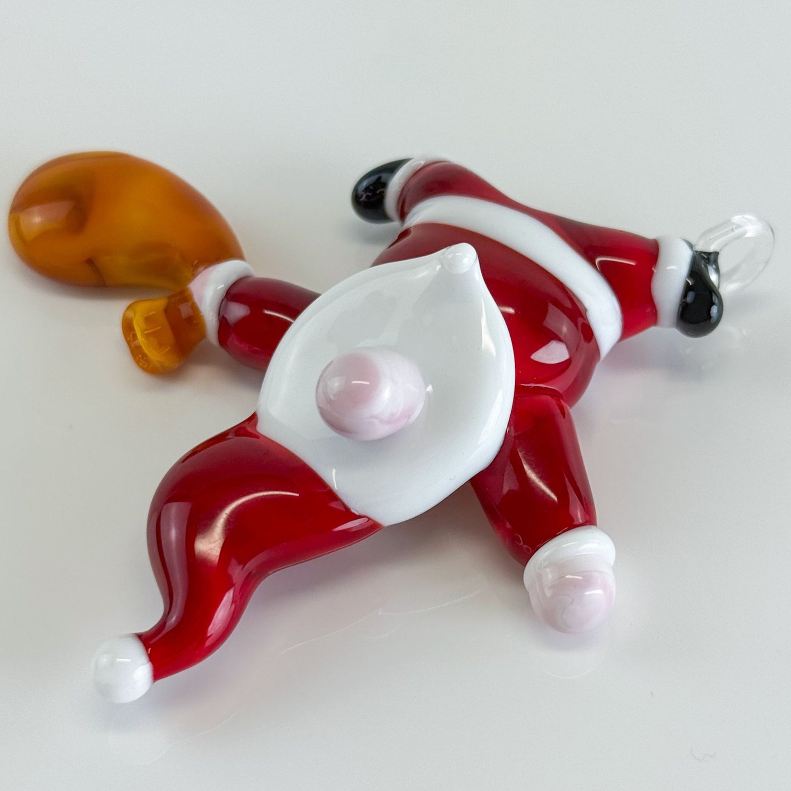 Murano glass Santa hanging ornament, Italian-made holiday decoration featuring colorful festive design.