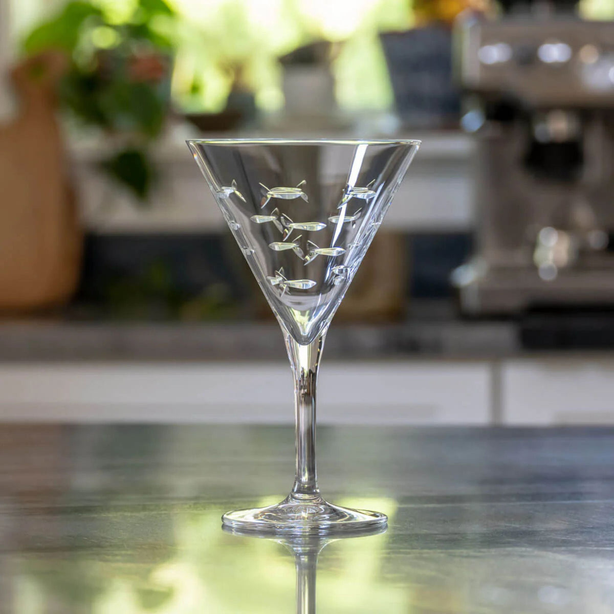 Set of 2 - School of Fish Martini Glasses - USA Made - My Italian Decor