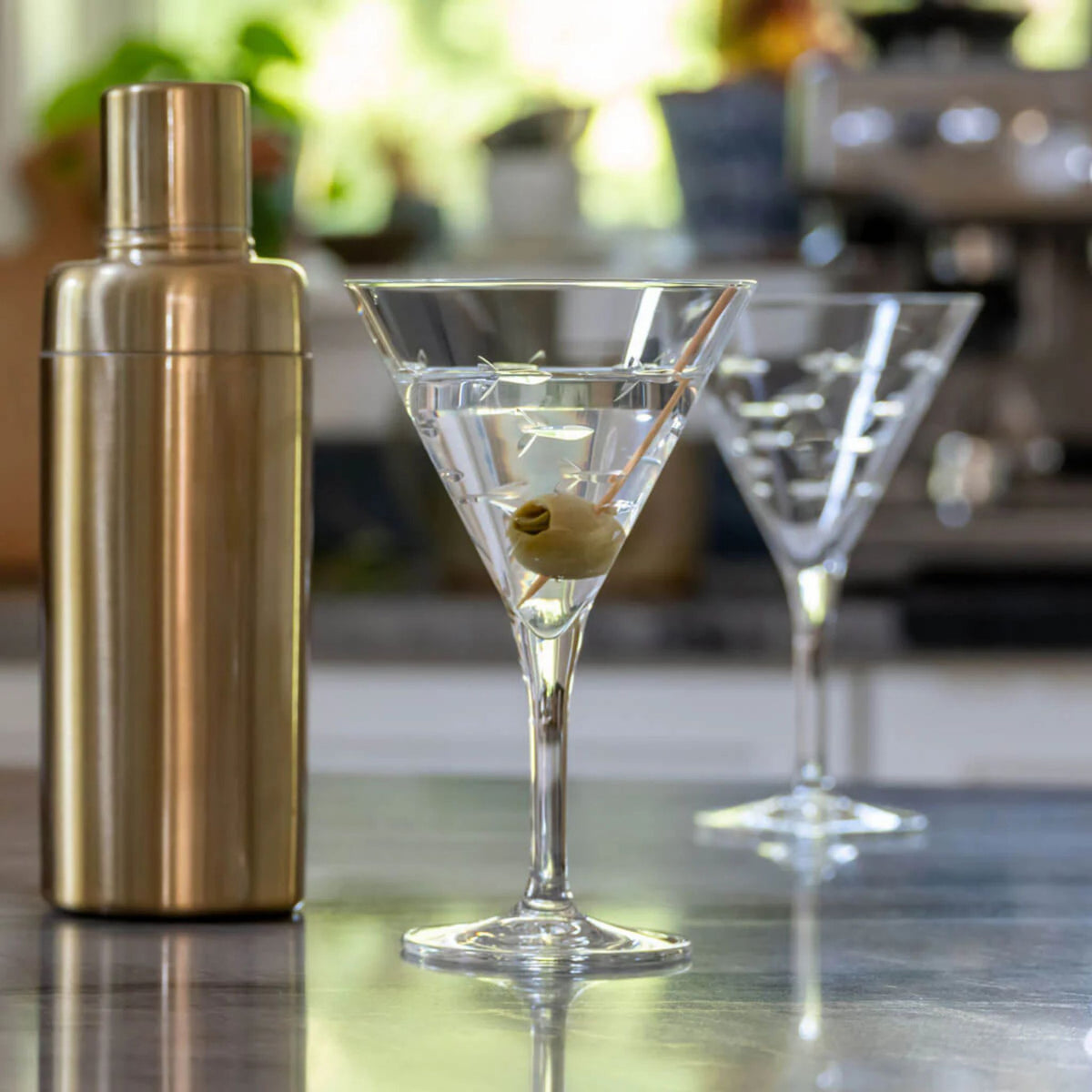 Set of 2 - School of Fish Martini Glasses - USA Made - My Italian Decor