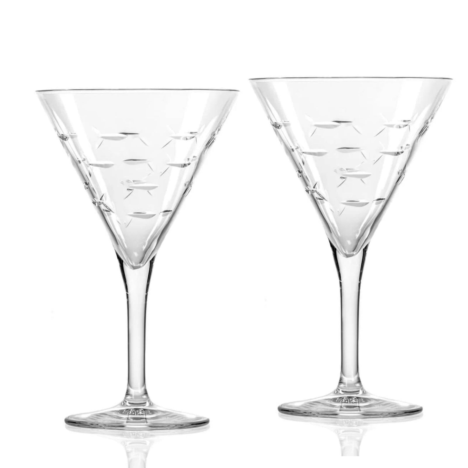 Set of 2 - School of Fish Martini Glasses - USA Made - My Italian Decor