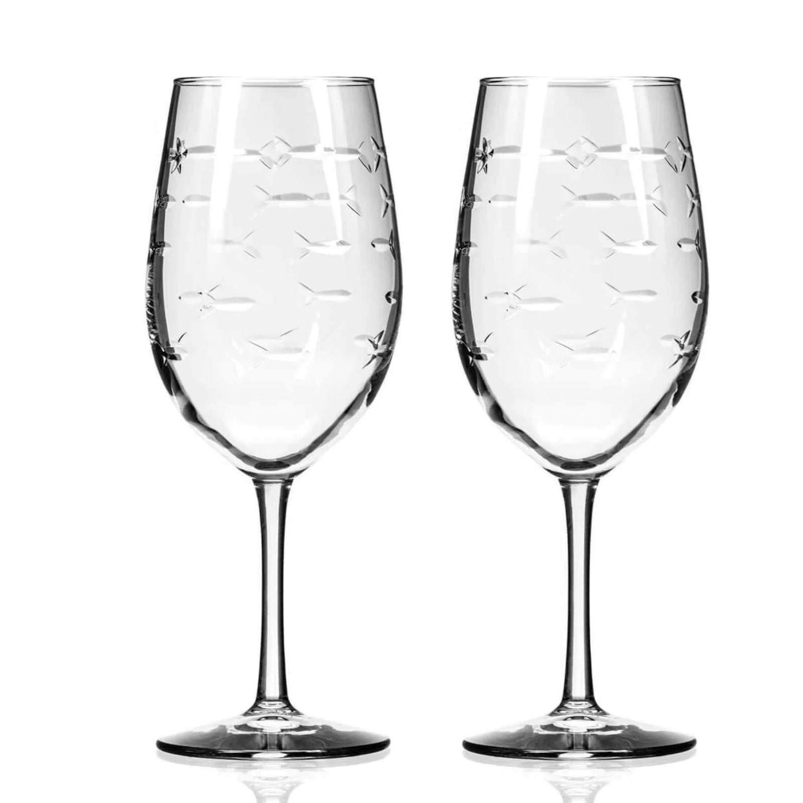 Set of 2 - School of Fish Wine Glasses - 18oz - USA Made - My Italian Decor
