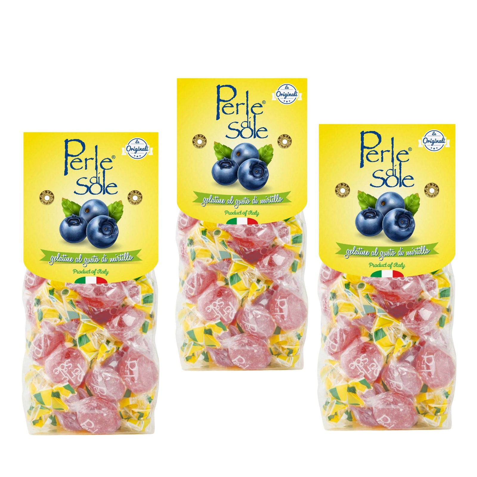 Perle di Sole, Blueberry Gelee Candies, 3 Bag Set, Made in Italy - My Italian Decor