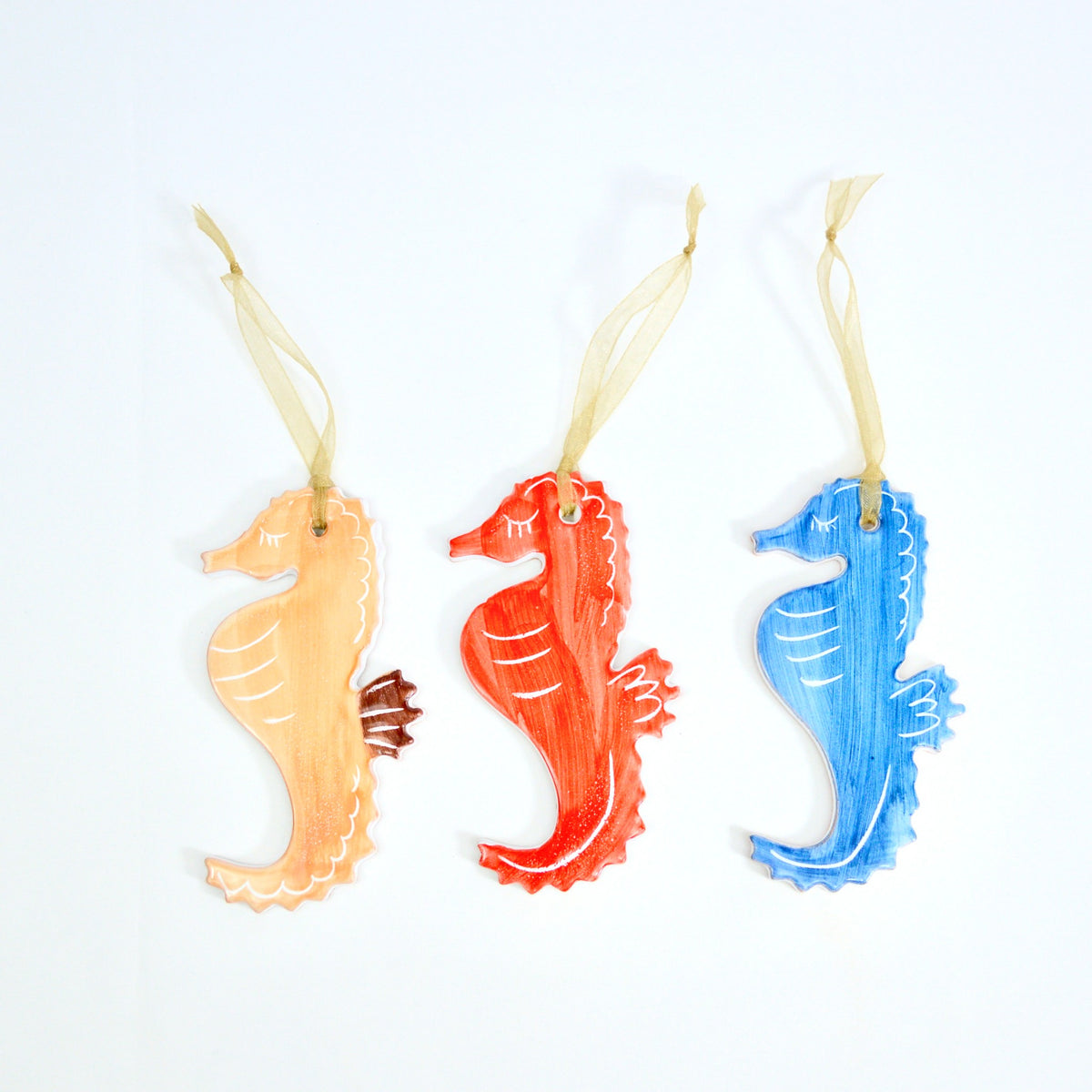 Tuscan Ceramic Seahorse Wall Plaques, Set of 3, Made in Italy - My Italian Decor