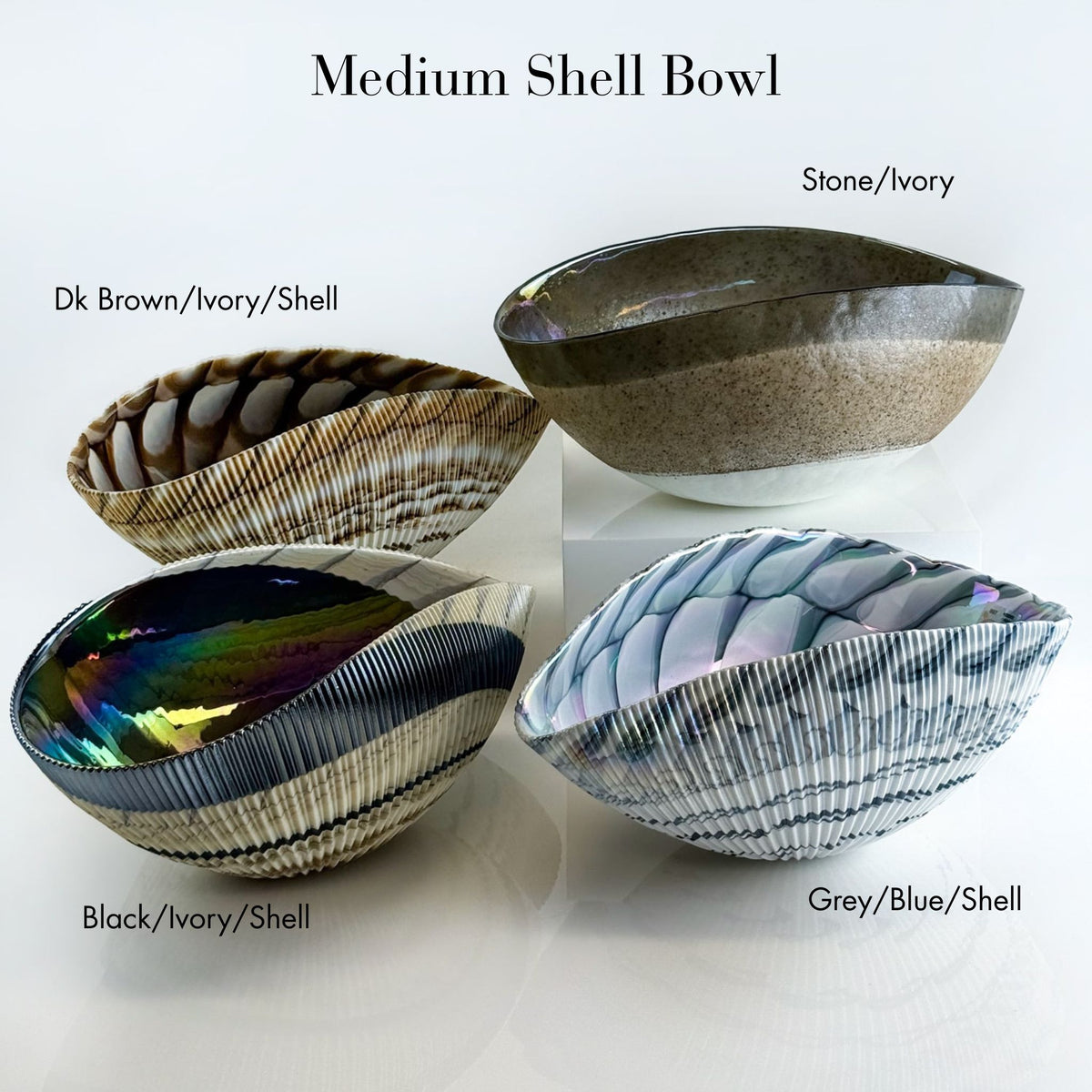 Murano Glass 12" Medium Shell Bowl, Made in Italy