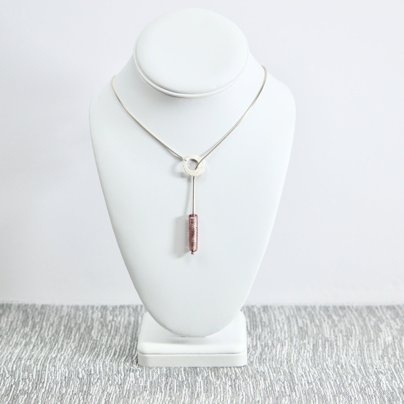Siena Silver and Murano Glass Necklace & Earrings, Dusty Rose - My Italian Decor