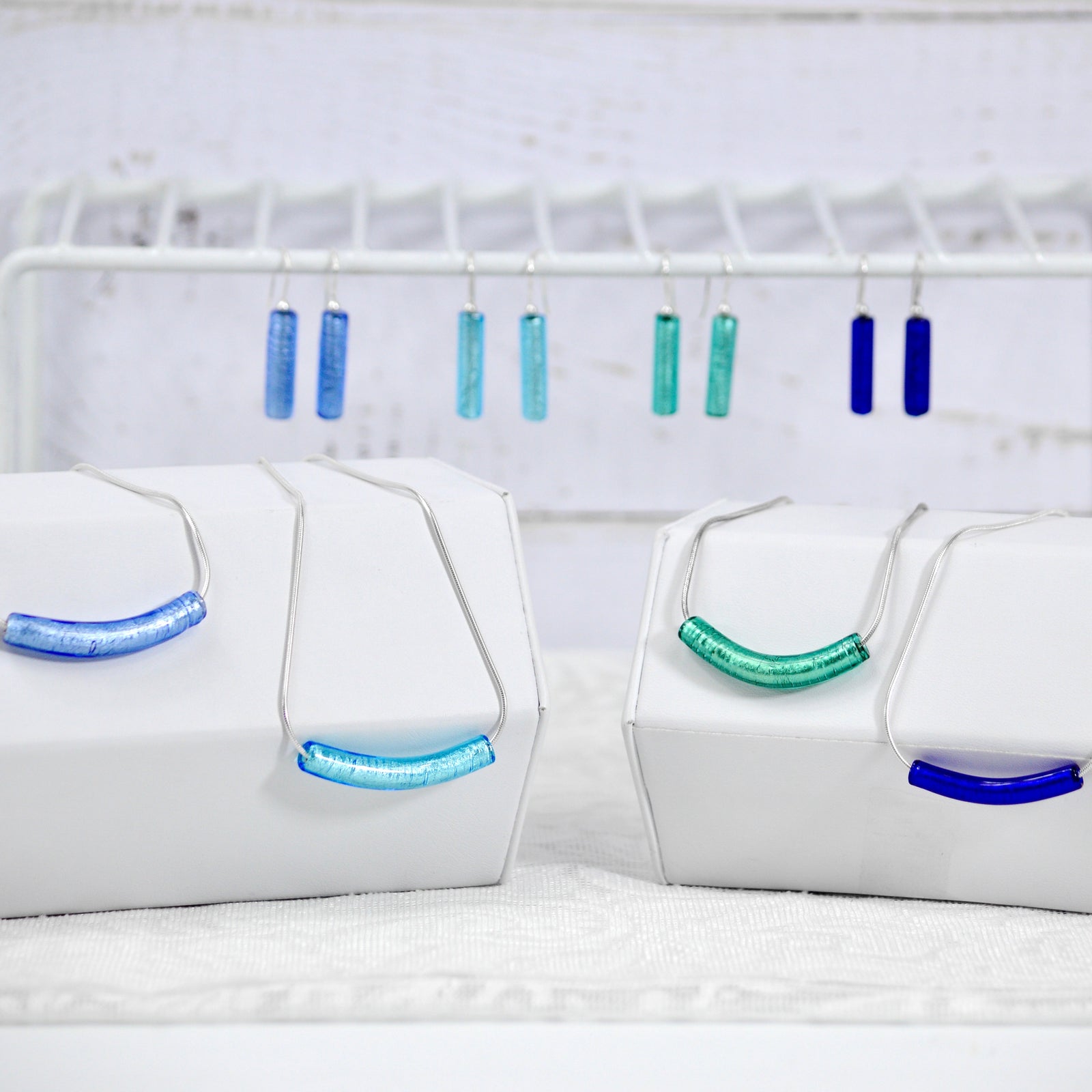 Murano Glass Giulia Necklace, Sterling Silver, Blue, Made in Italy - My Italian Decor