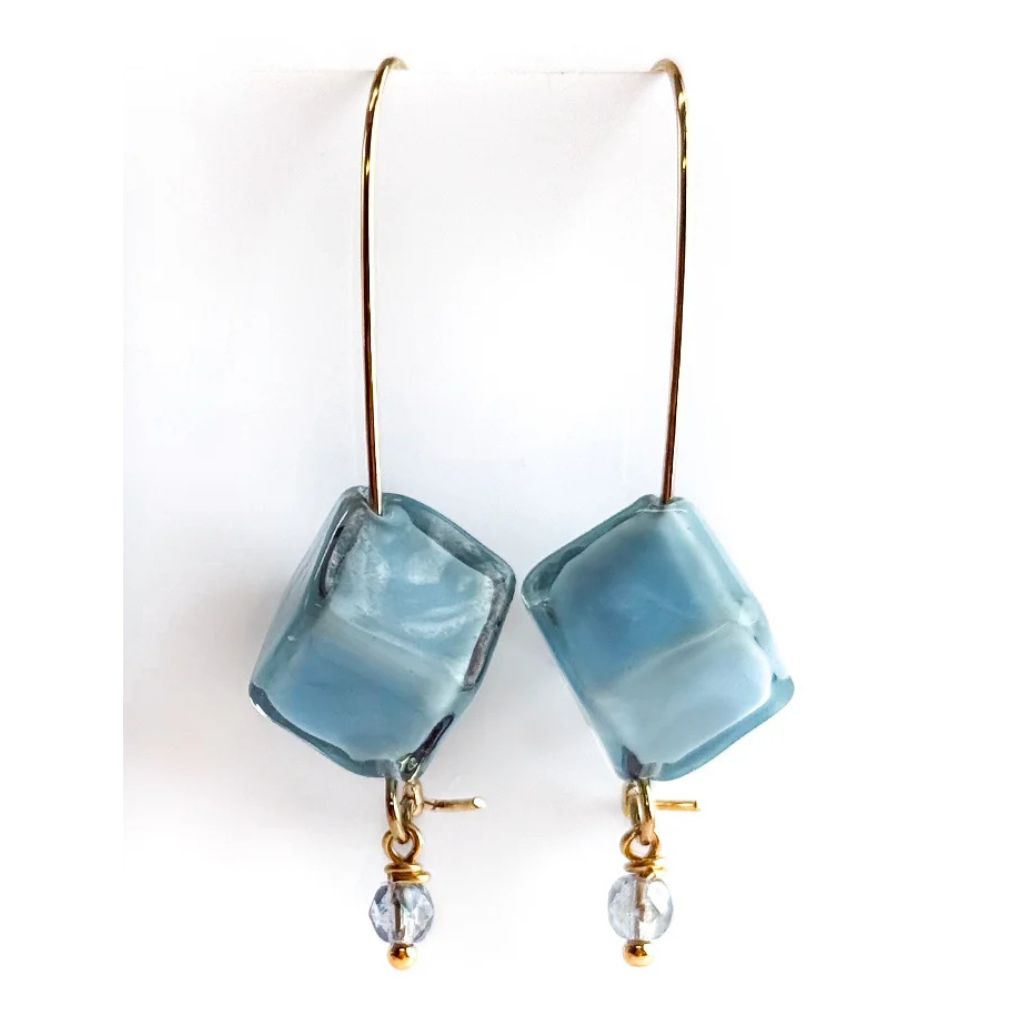 Aqua Murano Glass Dolce earrings by My Italian Decor, handcrafted Italian earrings with vibrant glass beads and elegant design.