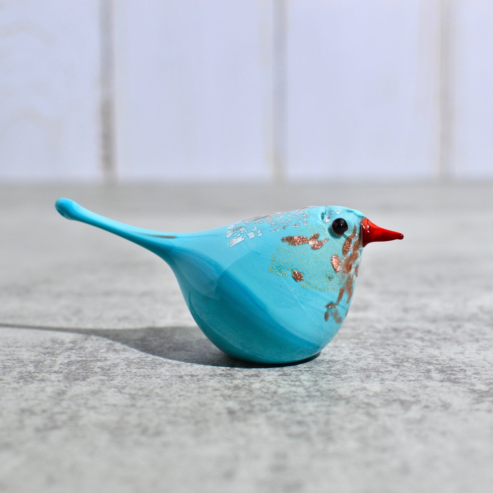 Colorful Murano Glass Coco Bird figurine by My Italian Decor, handcrafted Italian glass bird sculpture with vibrant hues.