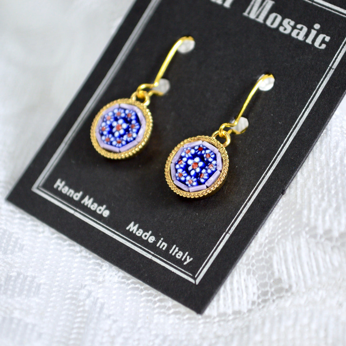 Florentine Micro Mosaic Earrings, Small Circle, Made in Italy - My Italian Decor