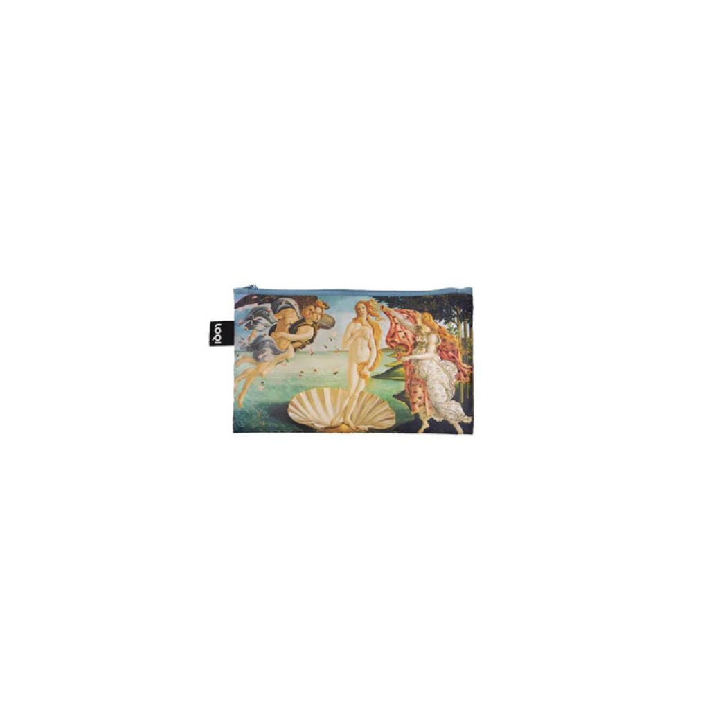 Set of 3 Botticelli Birth of Venus zipper pocket handbags by My Italian Decor, featuring artistic floral design and compact size.