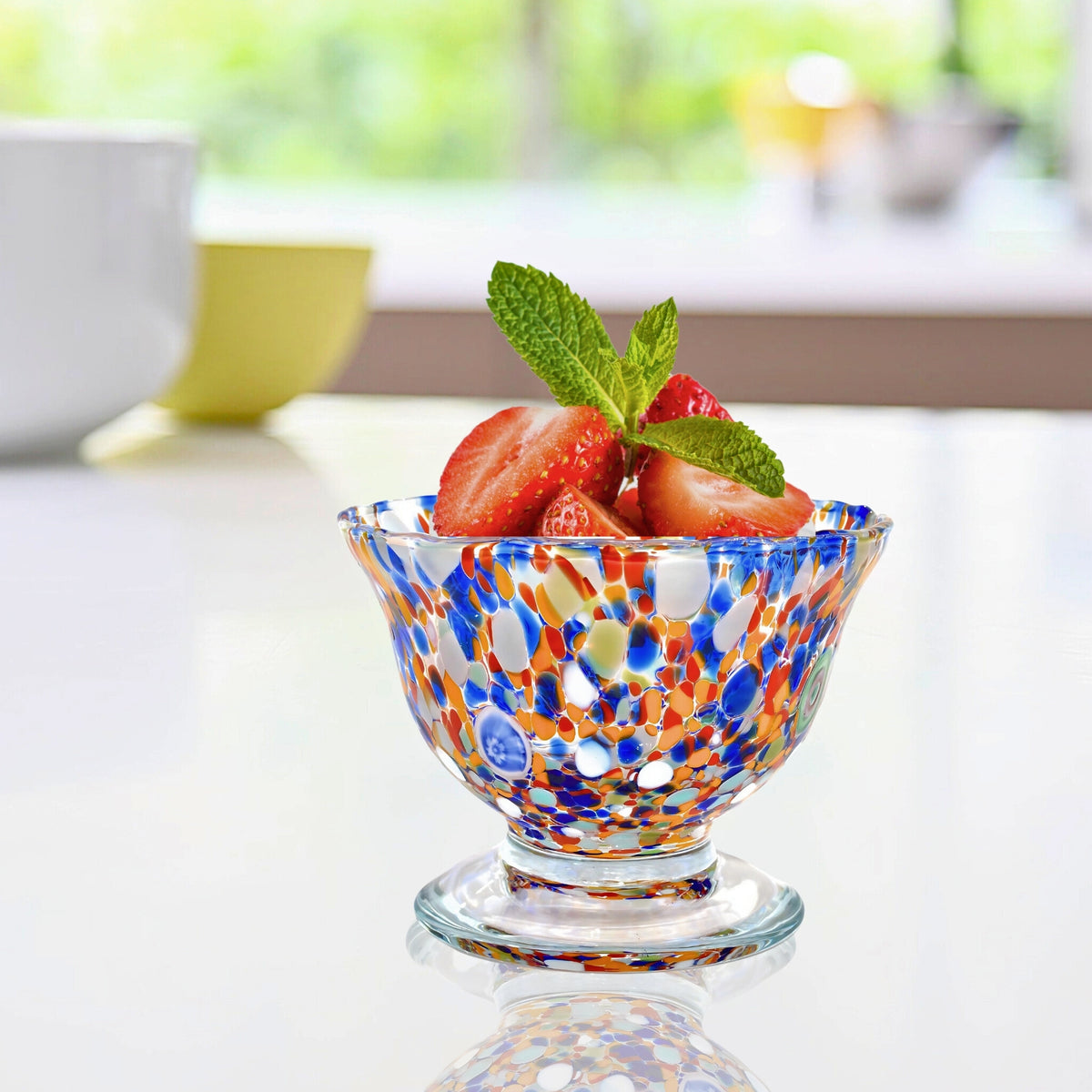 Italian Glass Footed Ice Cream Bowl