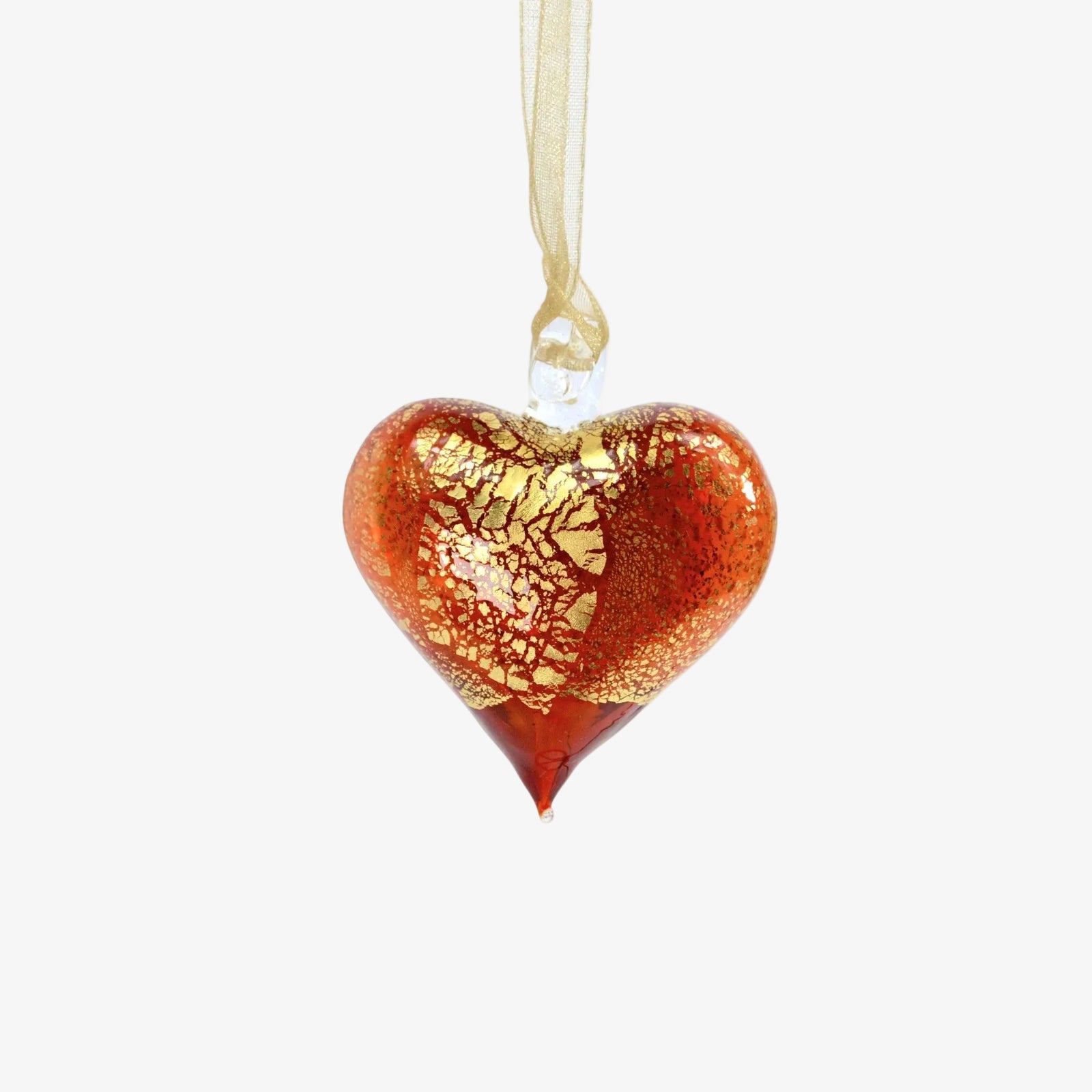 Colorful Murano glass small heart ornament from Italy, perfect as a holiday decoration, handcrafted by MyItalianDecor.