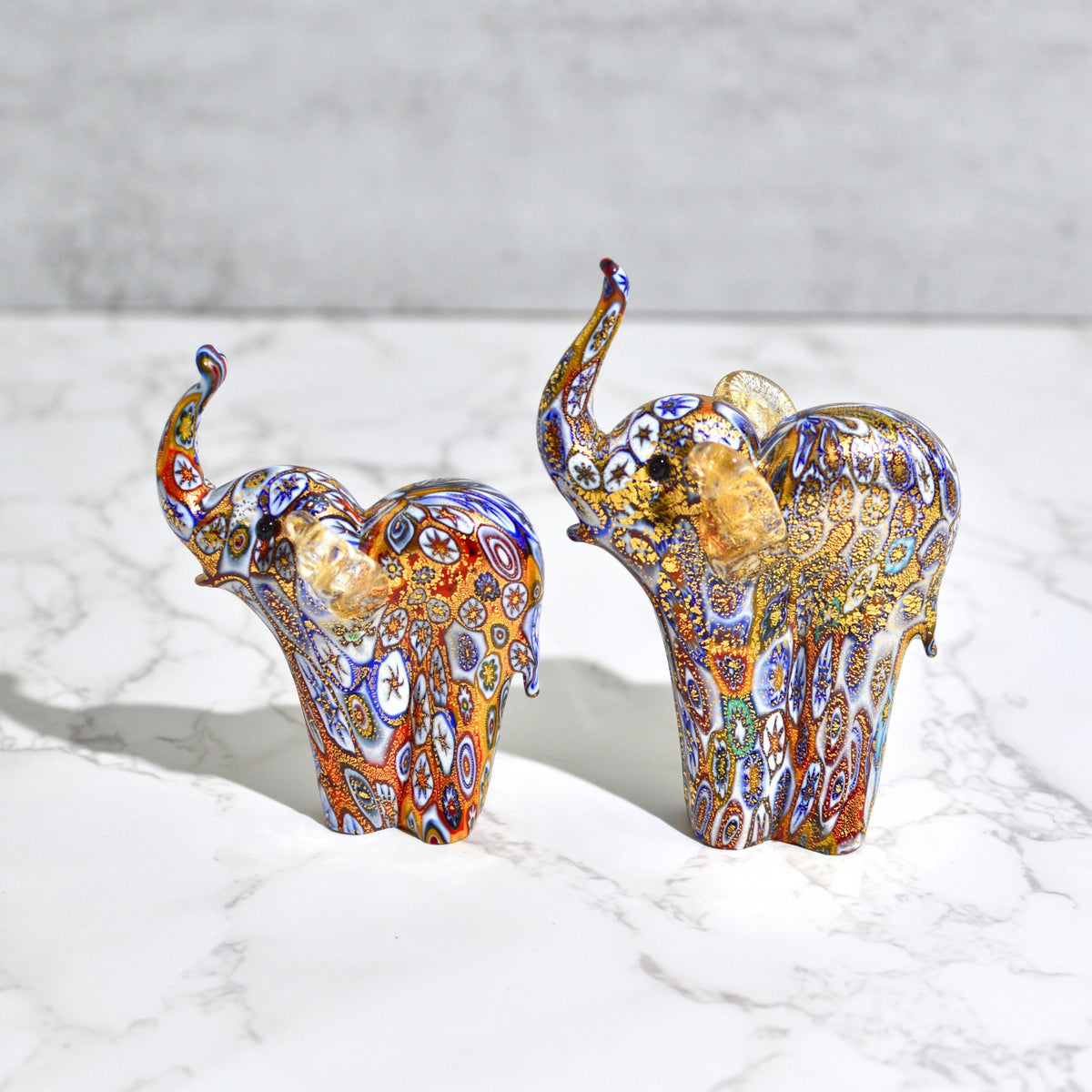 Murano Glass Elephant Figurine, Millefiori, 24k gold, Made in Italy - My Italian Decor