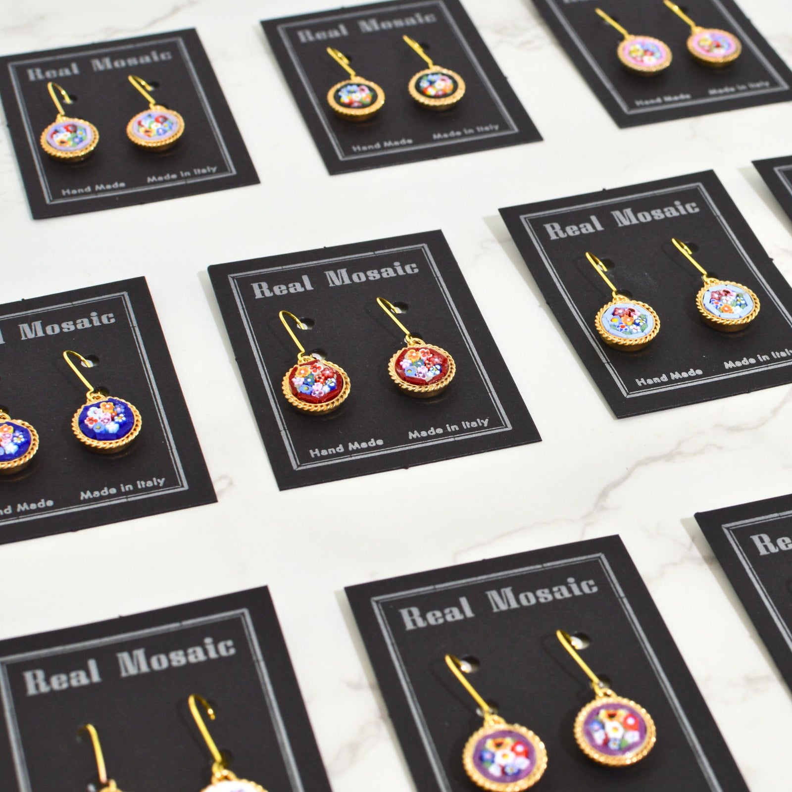 Florentine Micro Mosaic Earrings, Small Circle, Made in Italy - My Italian Decor