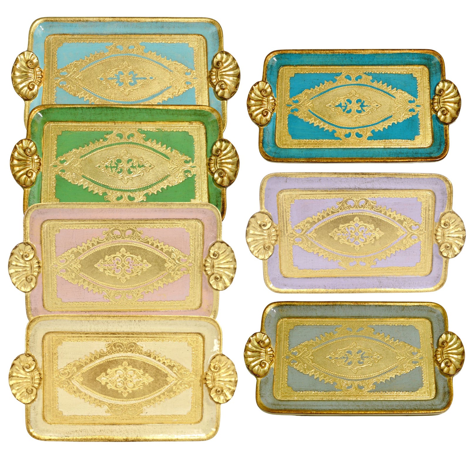 Florentine Carved Wood Rectangle Mini Tray with handles, Made in Italy - My Italian Decor