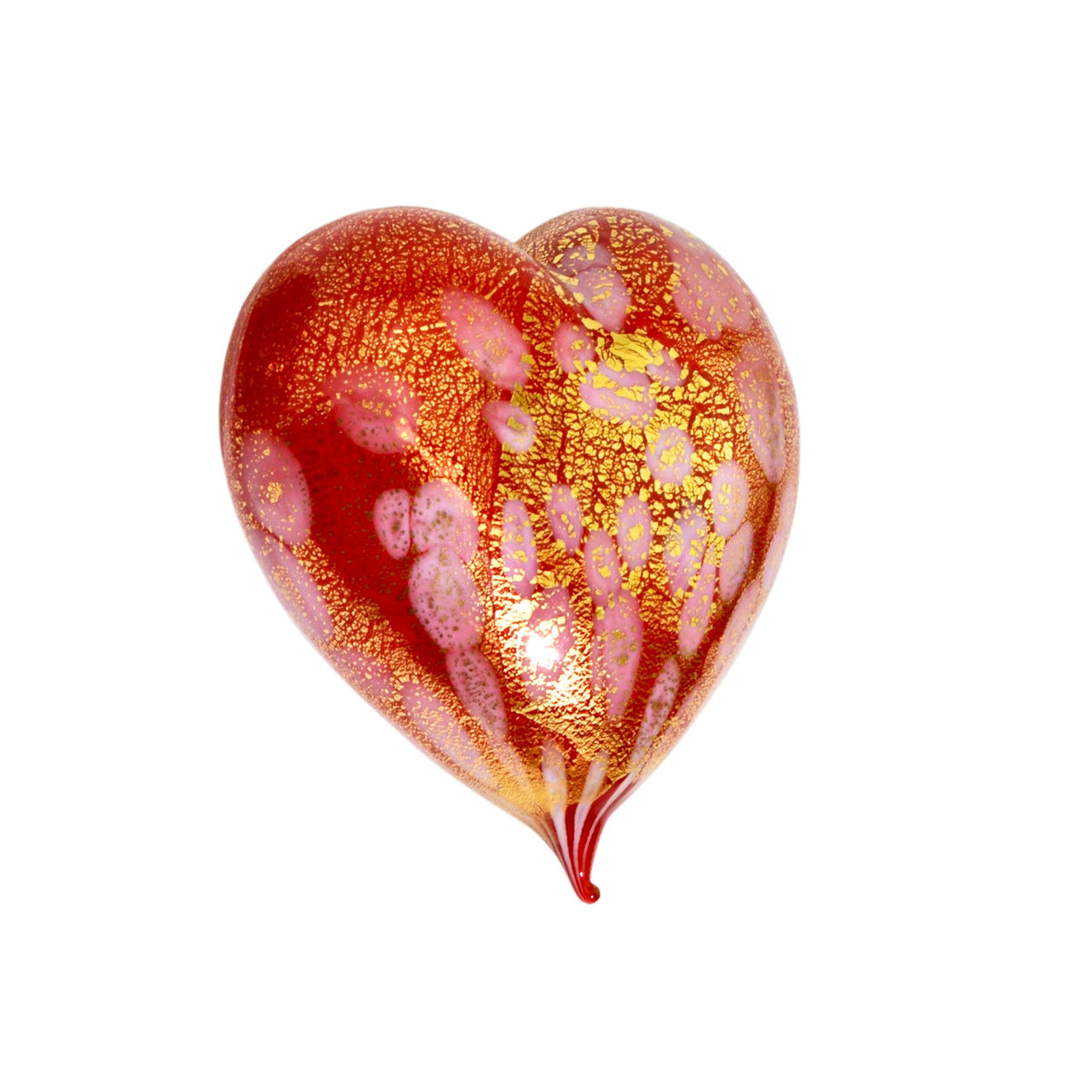 Murano Blown Glass Heart with Macchia &amp; 24 kt. Gold Patina