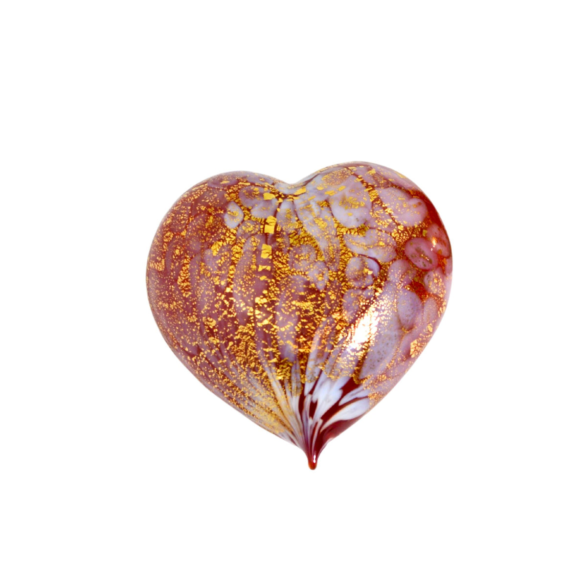 Murano Blown Glass Heart with Macchia &amp; 24 kt. Gold Patina