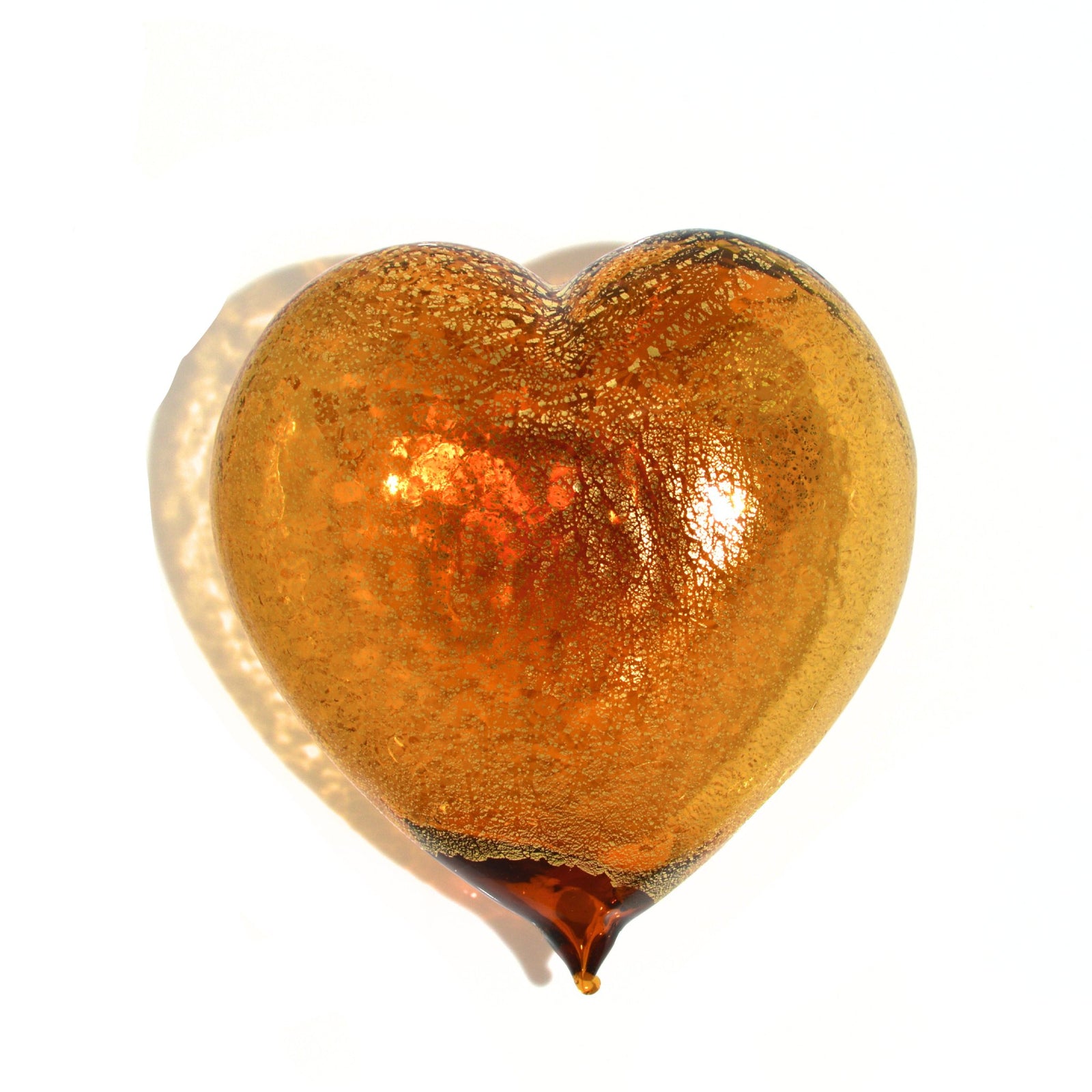Murano glass heart figurine with 24K gold accents in vibrant colors, handcrafted in Italy by MyItalianDecor.