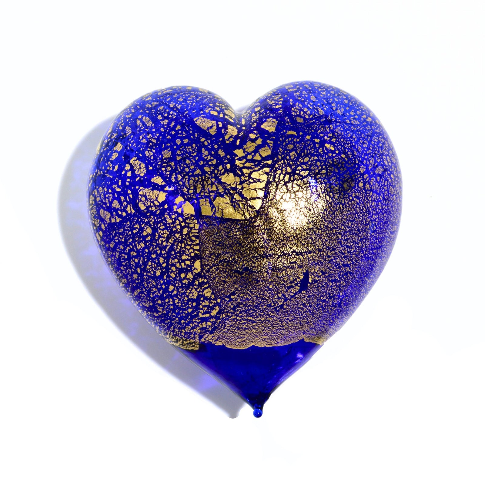 Murano glass heart figurine with 24K gold accents in vibrant colors, handcrafted in Italy by MyItalianDecor.