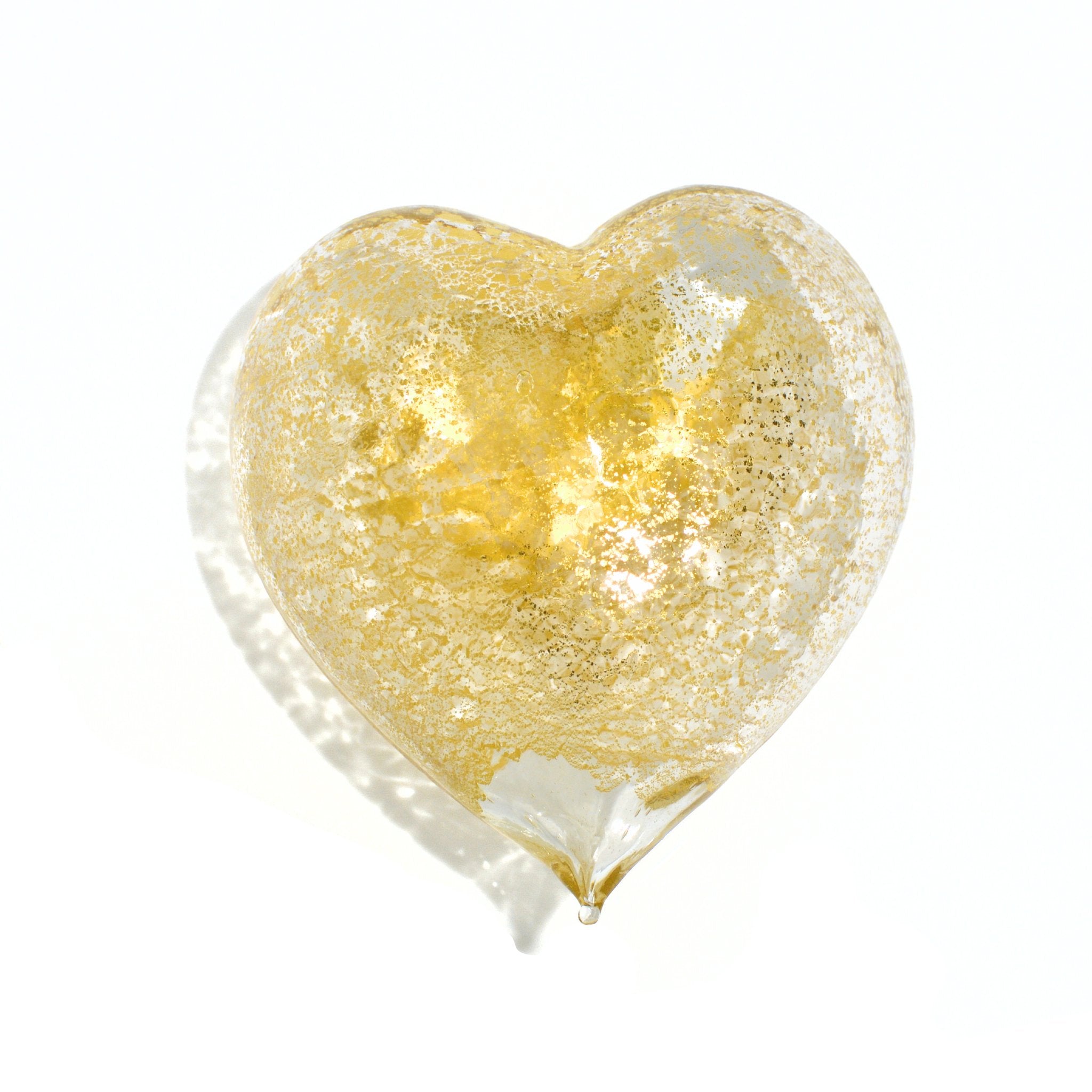 Murano glass heart figurine with 24-karat gold accents in various colors, handcrafted in Italy by MyItalianDecor.