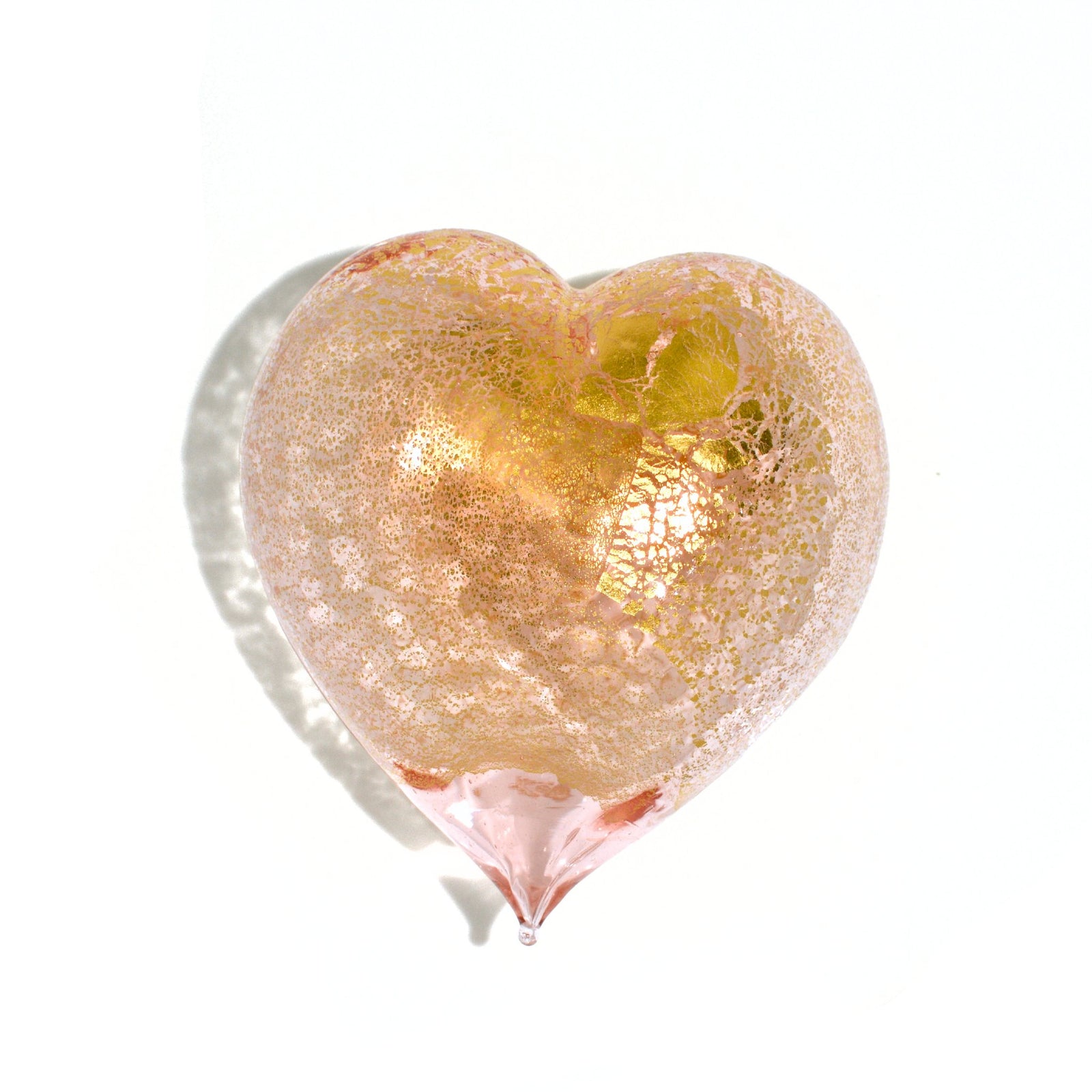 Murano glass heart figurine with 24K gold accents in vibrant colors, handcrafted in Italy by MyItalianDecor.