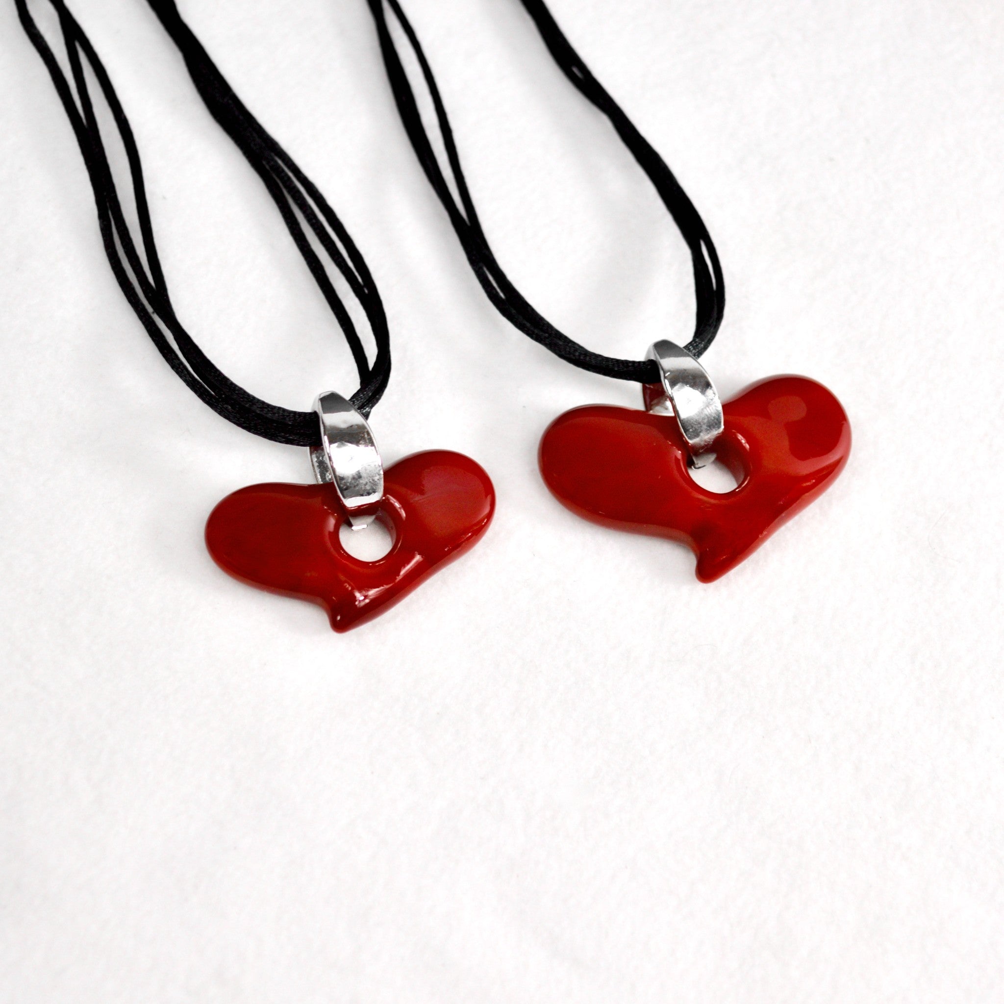 Murano Glass Solid Heart Pendant Necklace, Medium or Large, Made in Italy - My Italian Decor