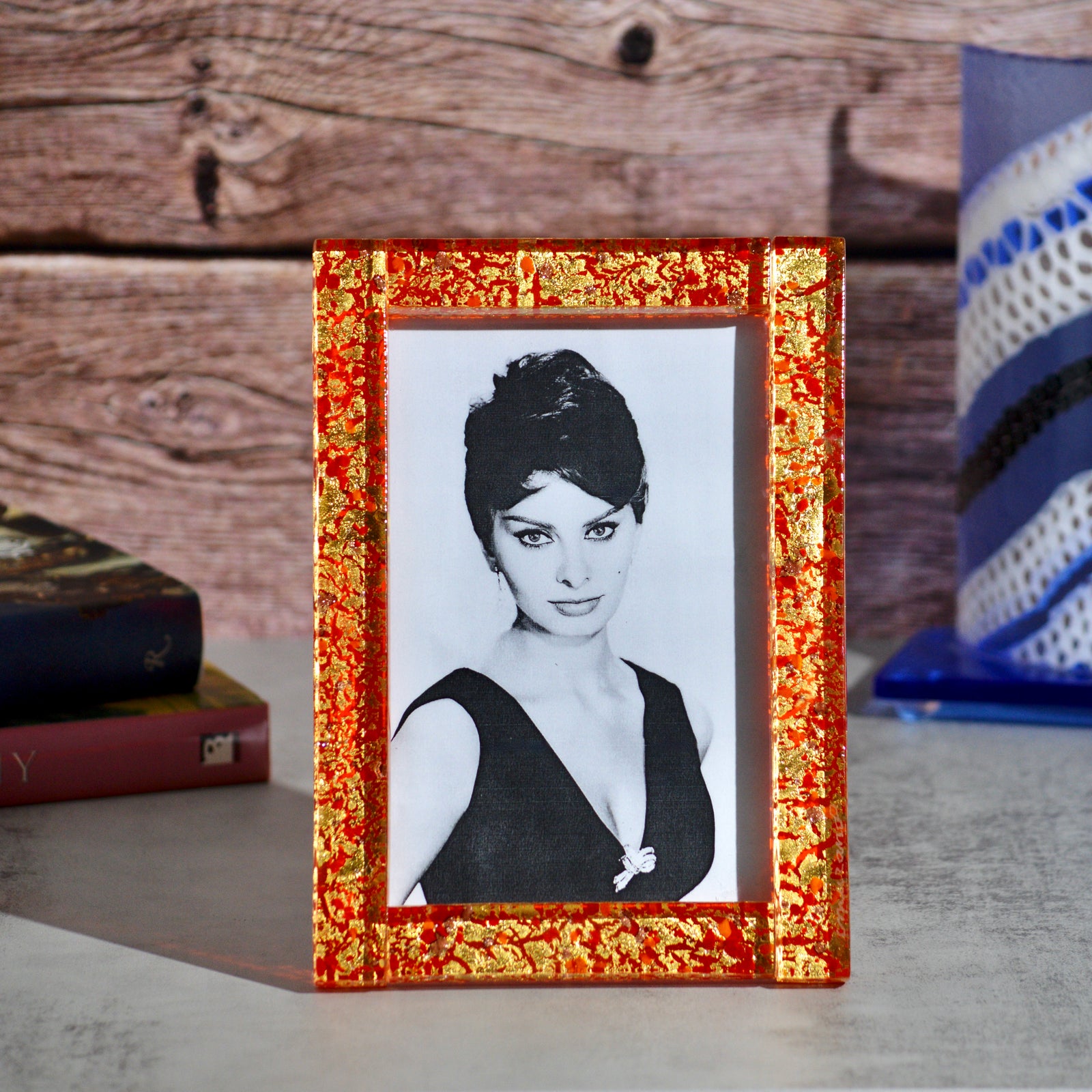 Red & Gold Murano Glass 5" x 7" Photo Frame, Made in Italy - My Italian Decor