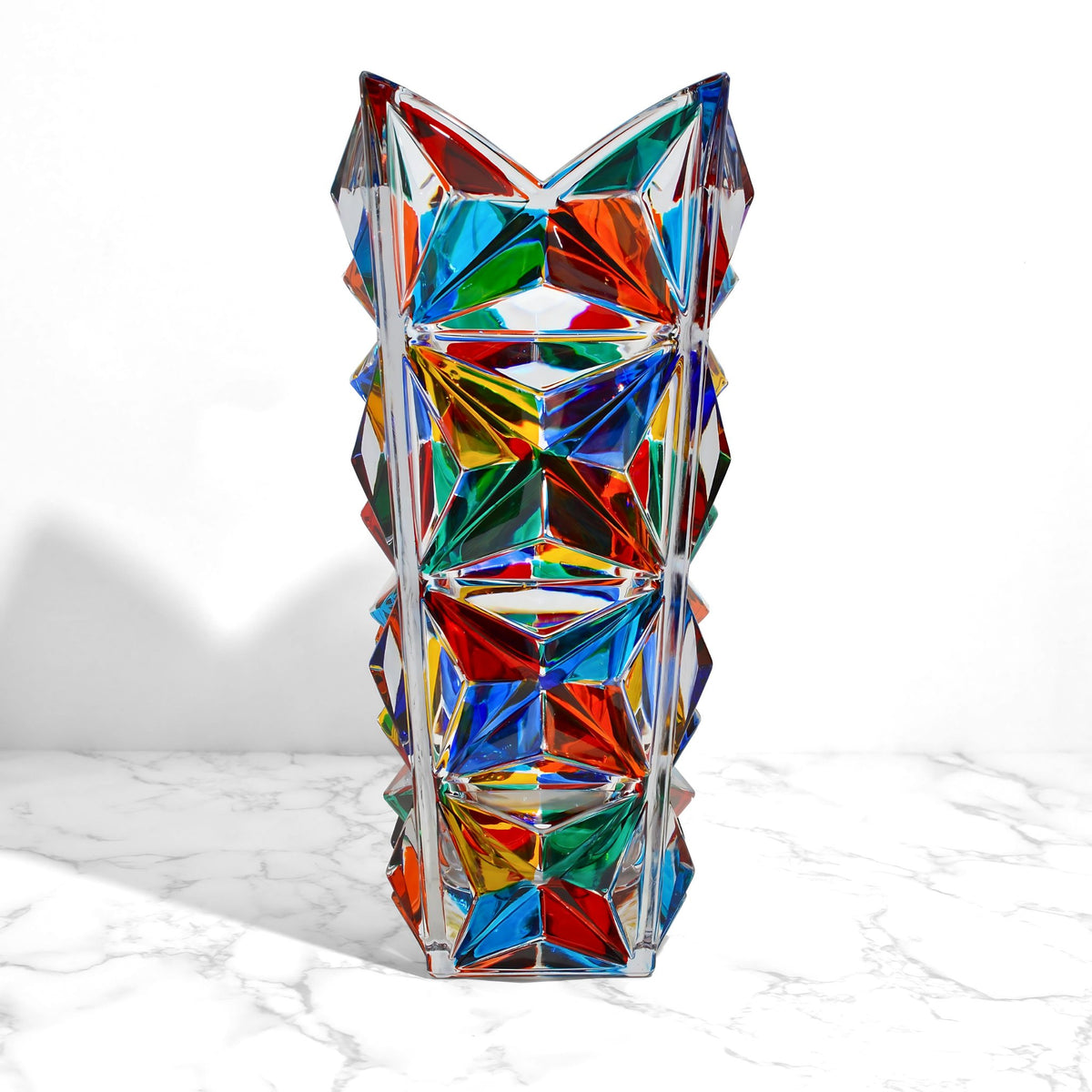 Spark, Hand-Painted Italian Crystal Large Vase, Made in Italy