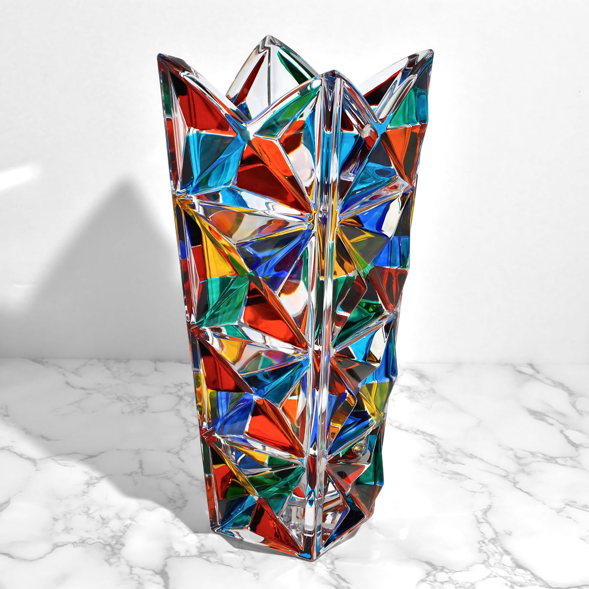 Spark, Hand-Painted Italian Crystal Large Vase, Made in Italy