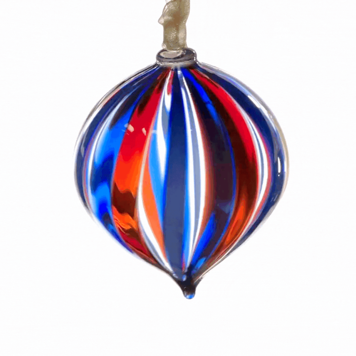 Murano Glass Filigrana Teardrop Medium Ornament, Made in Italy - My Italian Decor