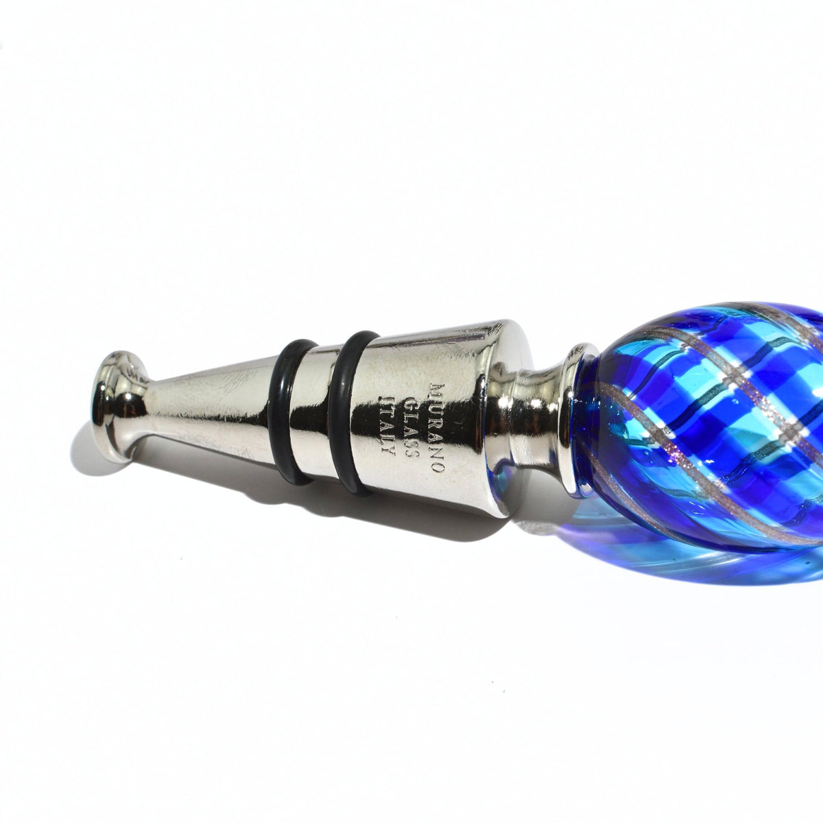 Fiamma Murano Glass Filigrana Wine Stopper, Handblown Glass Art