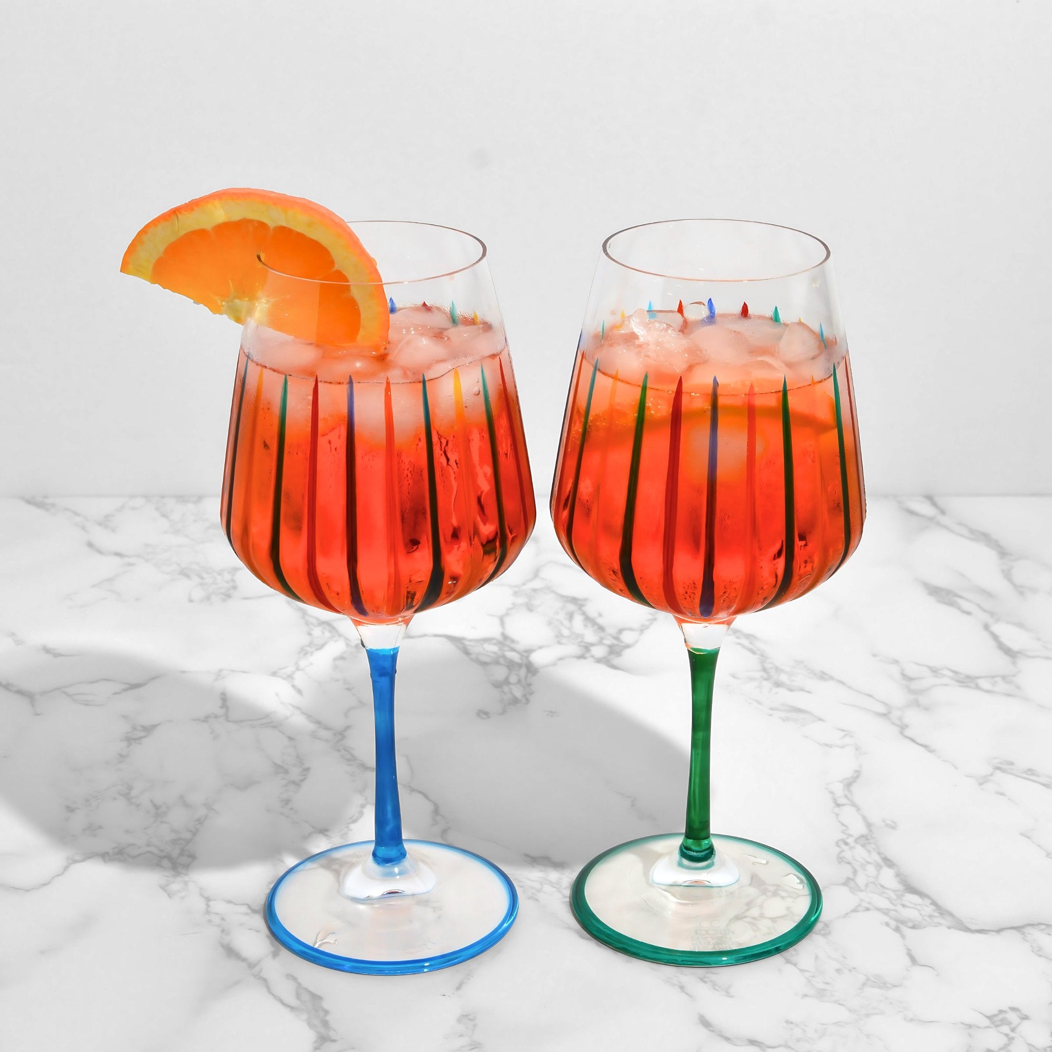 Italian Crystal Set of 2 Spritz Wine Glass, Multicolor, Made in Italy $90.00