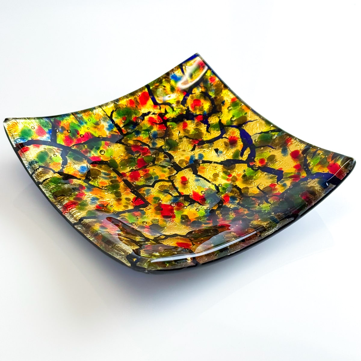 Square Decorative Dish - Murano Glass Multicolor Art Glass