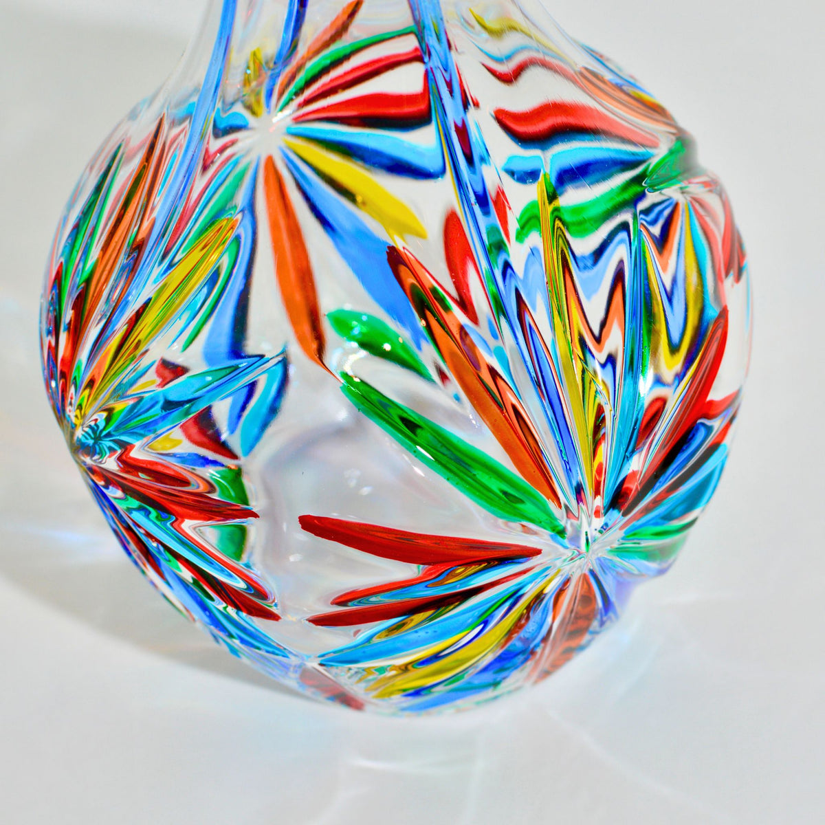 Starburst Round Decanter, Hand Painted Crystal, Made in Italy