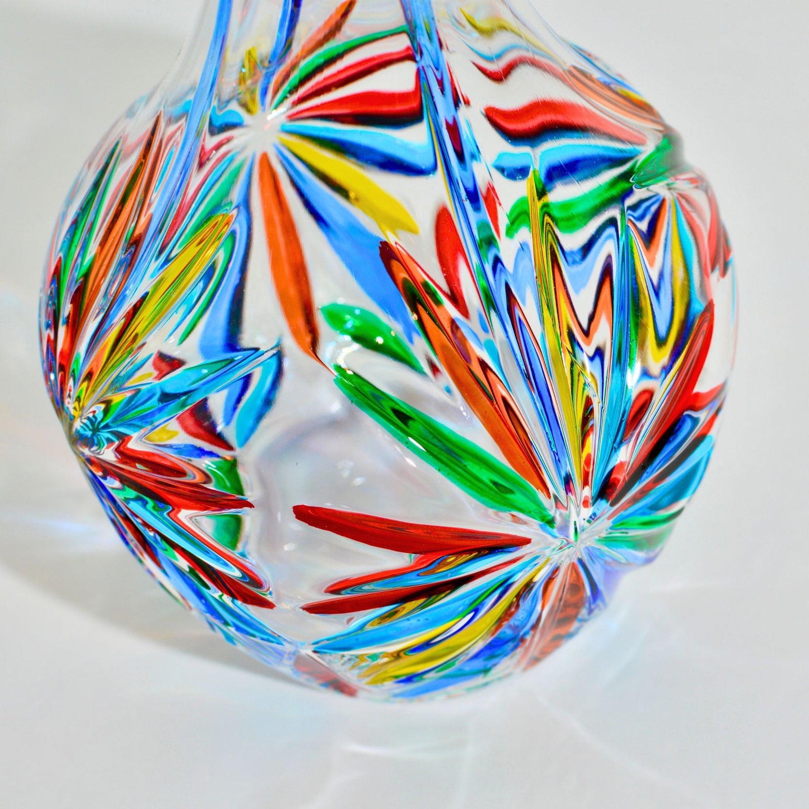 Starburst Round Decanter, Hand Painted Crystal, Made in Italy - My Italian Decor