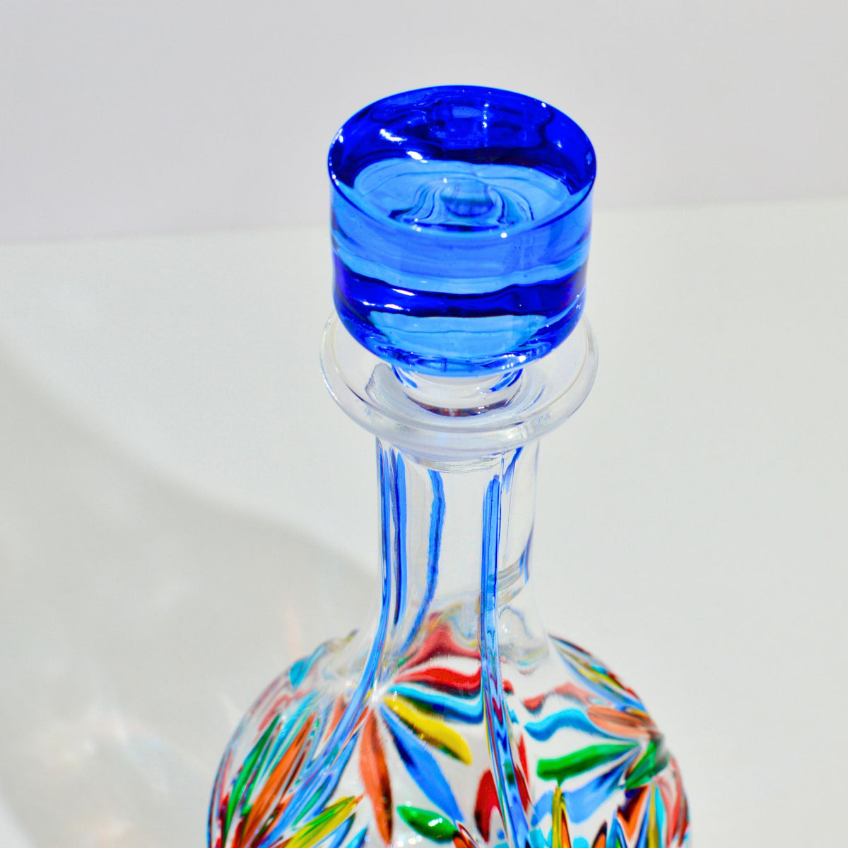 Starburst Round Decanter, Hand Painted Crystal, Made in Italy