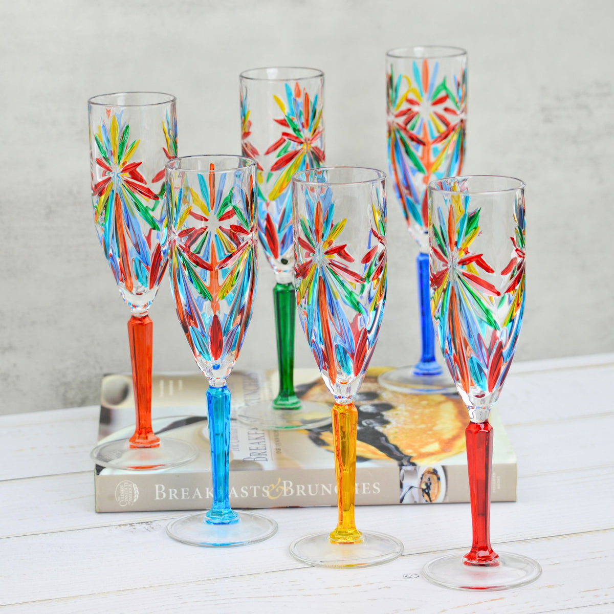 Starburst Champagne Flutes, Set of 2, Made in Italy