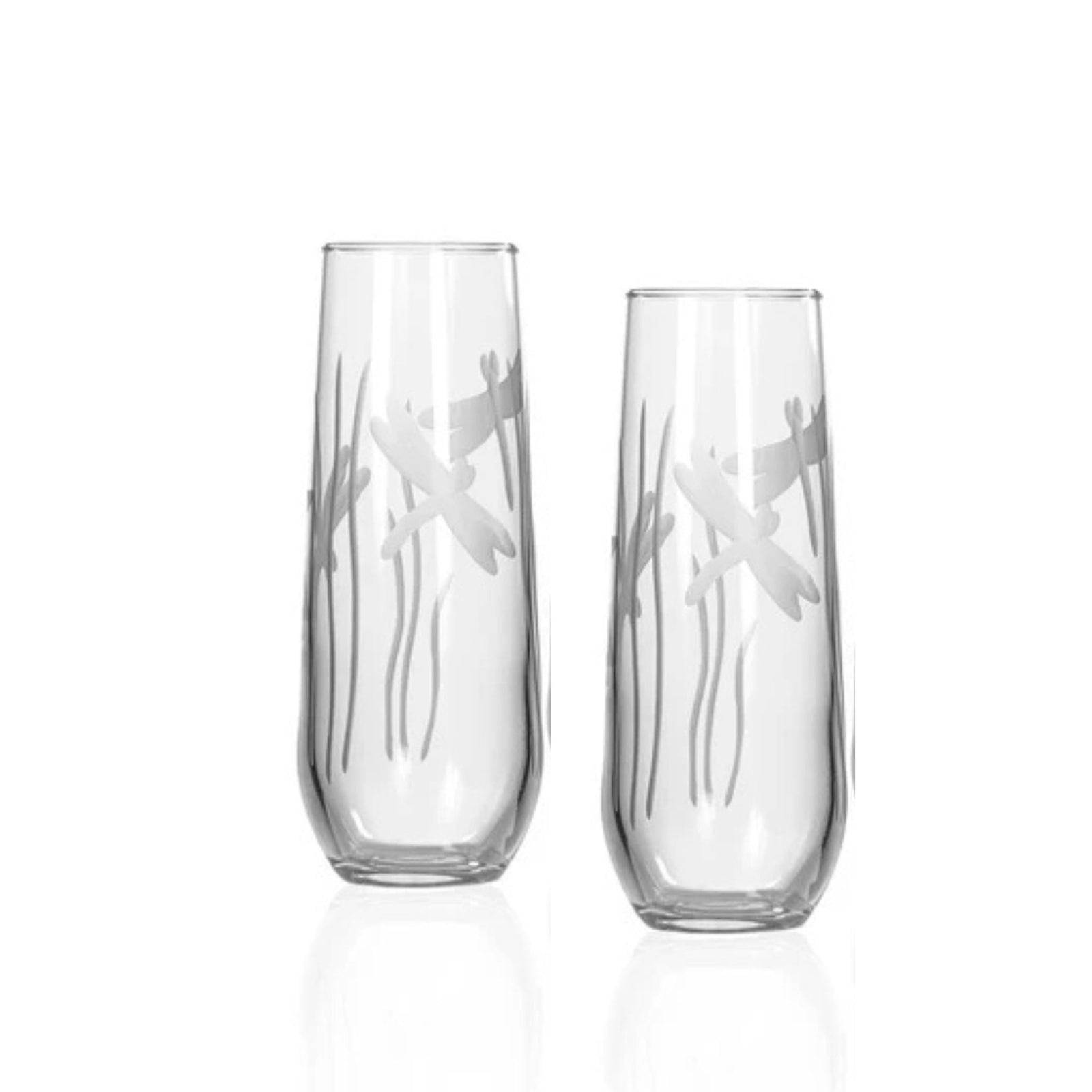 Set of 2 - Dragonfly Stemless Champagne Glasses - USA Made - My Italian Decor