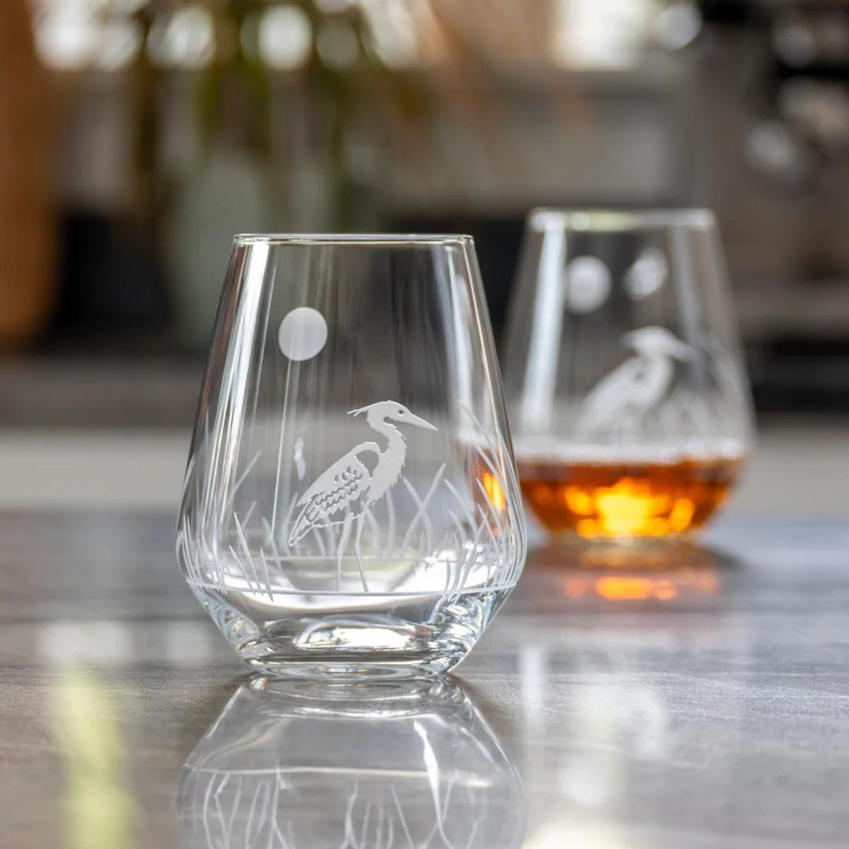Heron Stemless Wine - Set of 2 18oz - USA Made - My Italian Decor