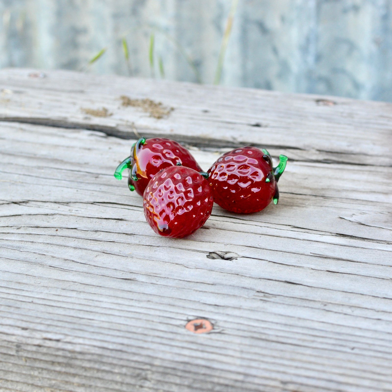 Murano Glass Berries, Strawberries, Set of 3 - My Italian Decor