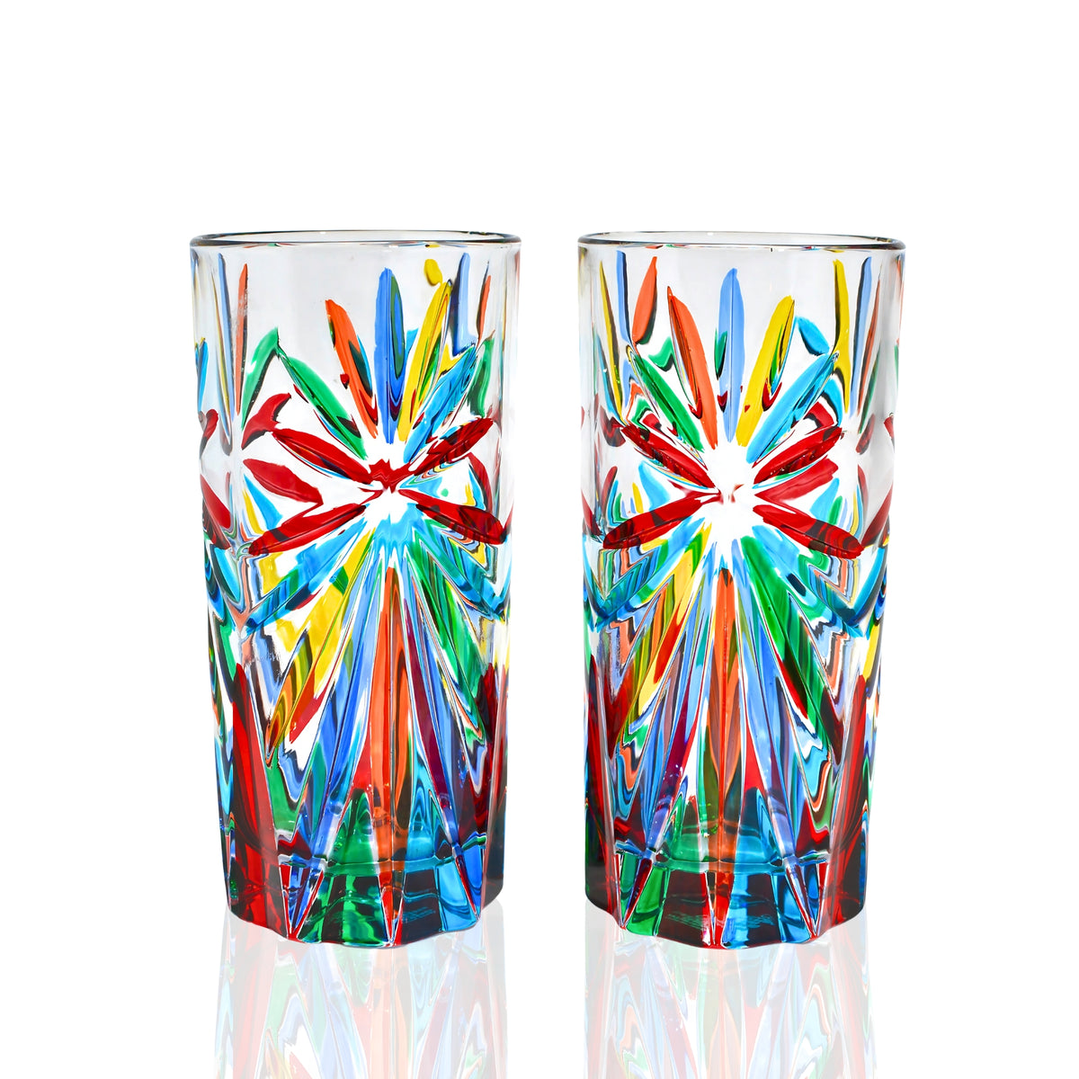 Starburst Tall Drink Glasses, Set of 2, Made in Italy