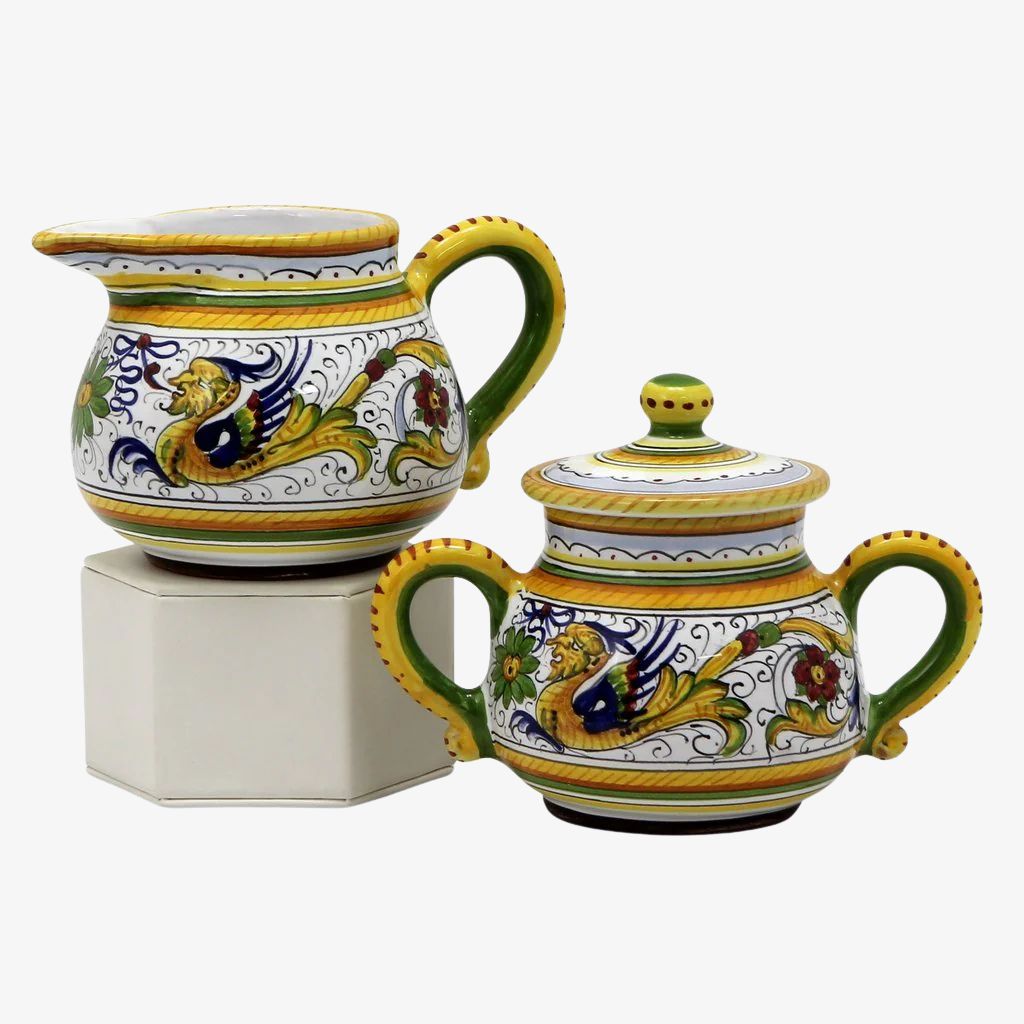 Hand Painted Matching Sugar and Creamer Set, Rafaellesco Design