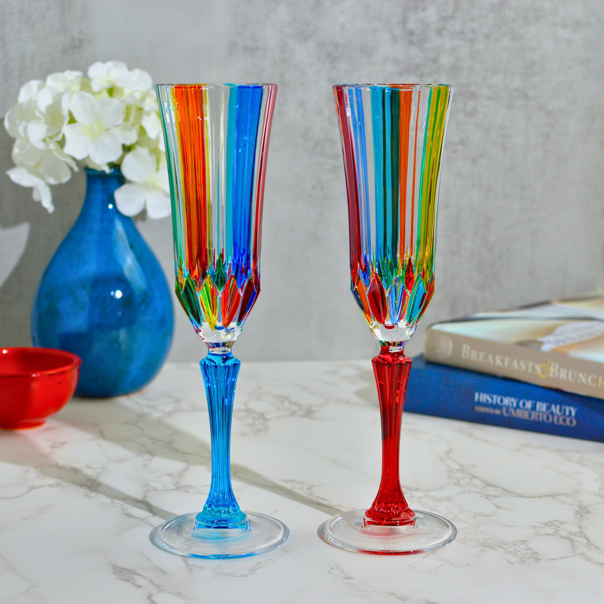 Swatch Champagne Glasses, Set of 2 Made in Italy - My Italian Decor