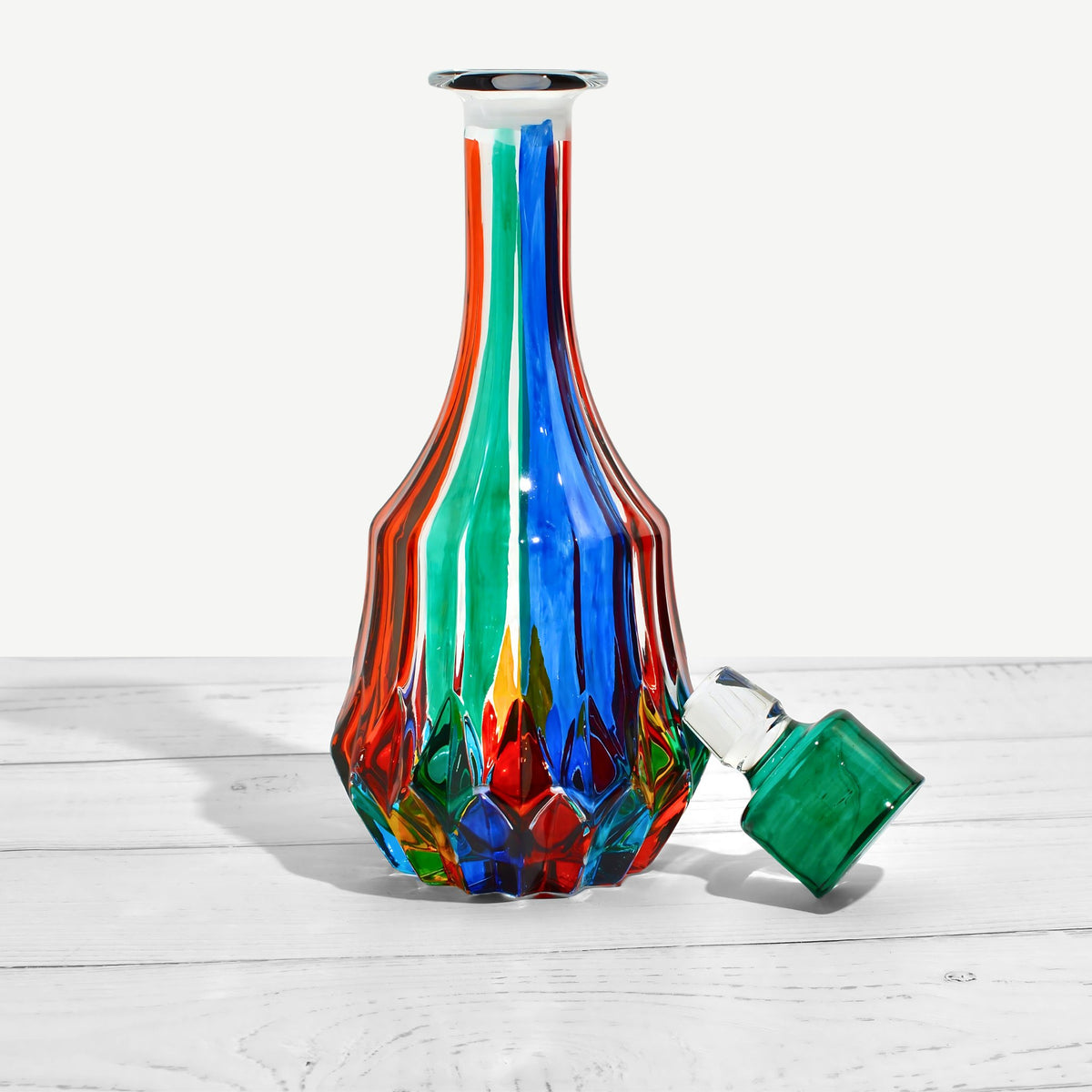 Swatch Round Decanter, Hand-Painted Italian Crystal