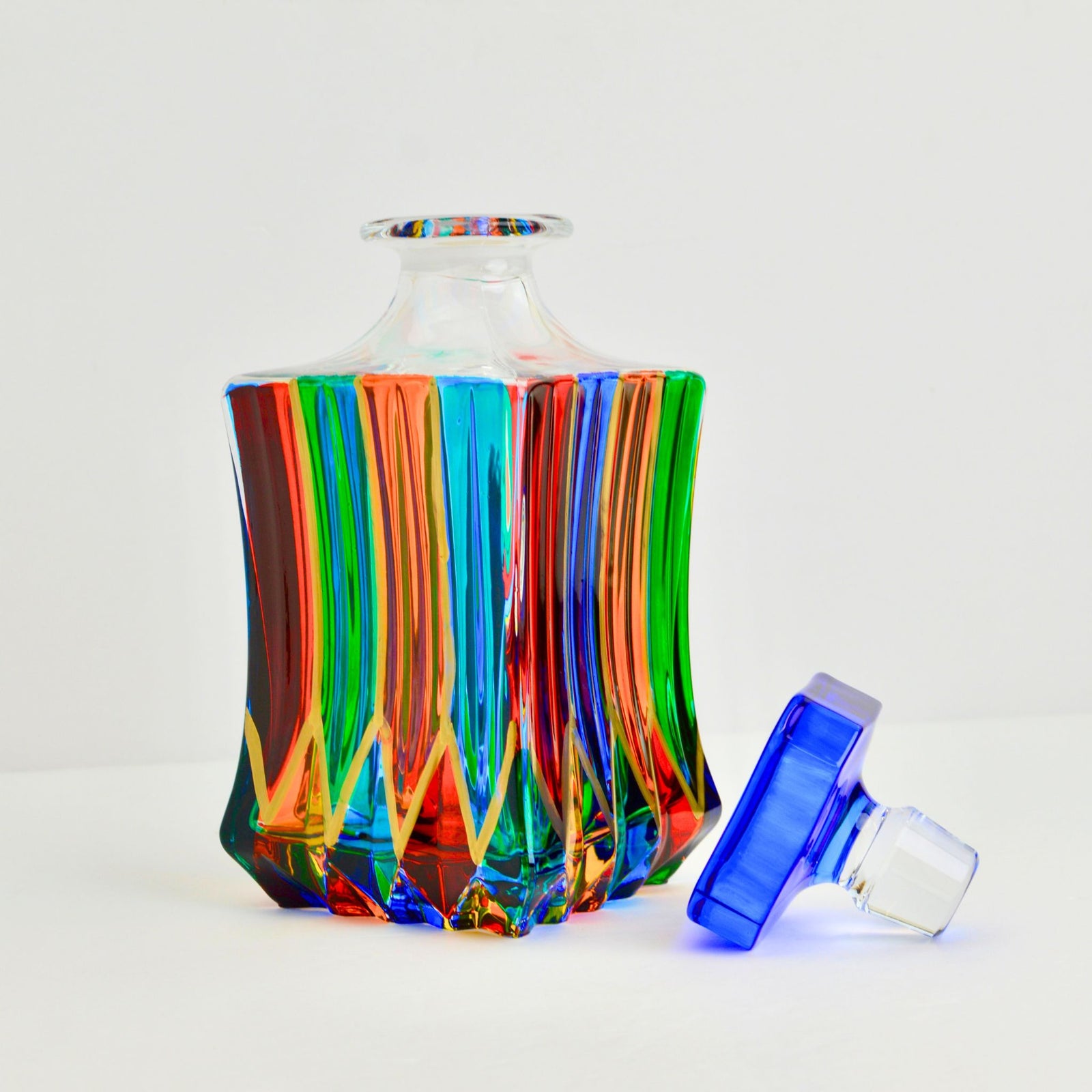 Swatch Decanter, Hand-Painted Italian Crystal, Made in Italy - My Italian Decor