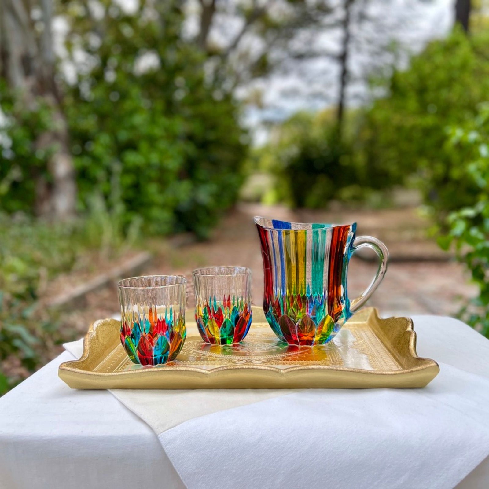 Two Italian crystal Demi Swatch short tumblers featuring elegant cut-glass design, set of 2 by DZ for stylish drinking.
