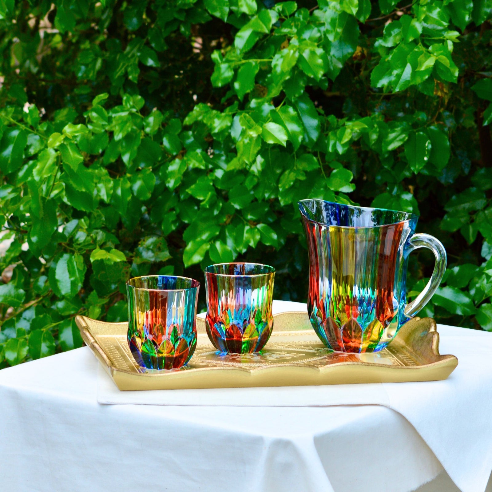 Swatch Drink Pitcher, Hand-Painted Italian Crystal - My Italian Decor