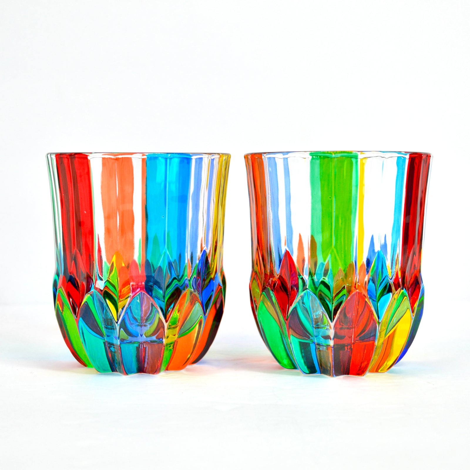 Set of two Swatch Short Glasses by MyItalianDecor, clear tumblers with a sleek design, made in Italy, perfect for drinks.