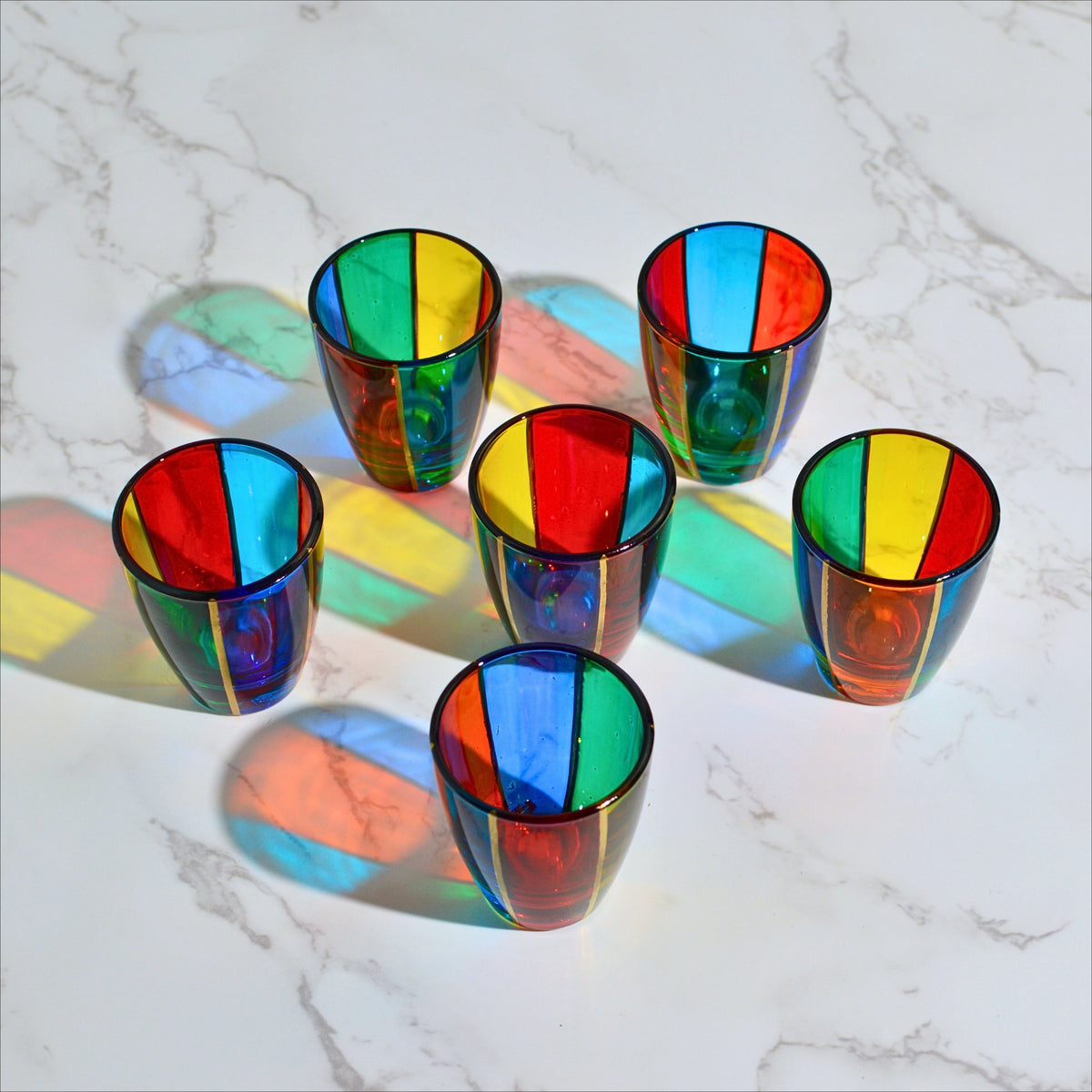 Swatch Shot Glasses Set, Hand Painted Crystal, Made in Italy - My Italian Decor
